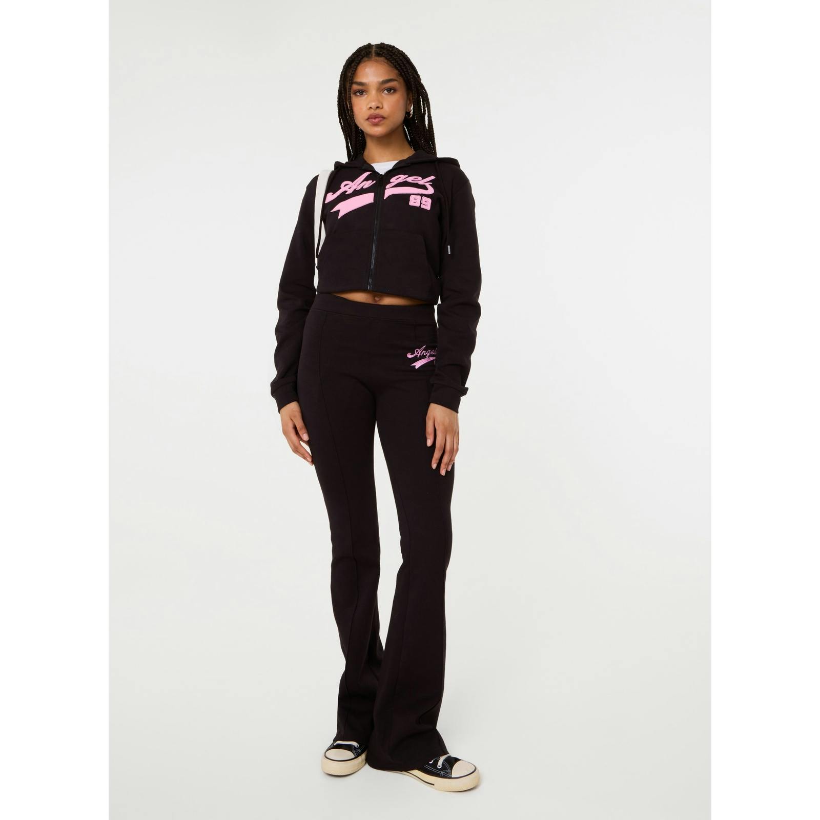 Pink Vanilla Pink/Black Vanilla Angel Slogan Joggers - L