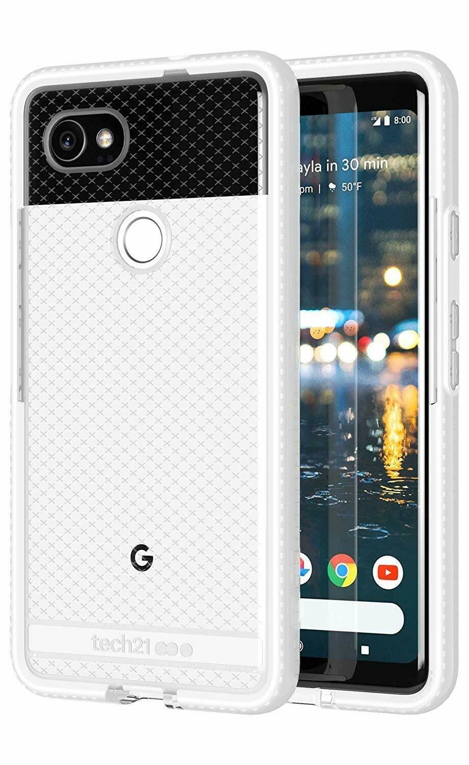 Tech 21 White Evo Check Case Cover For Google Pixel 2 Xl Clear T21-5812