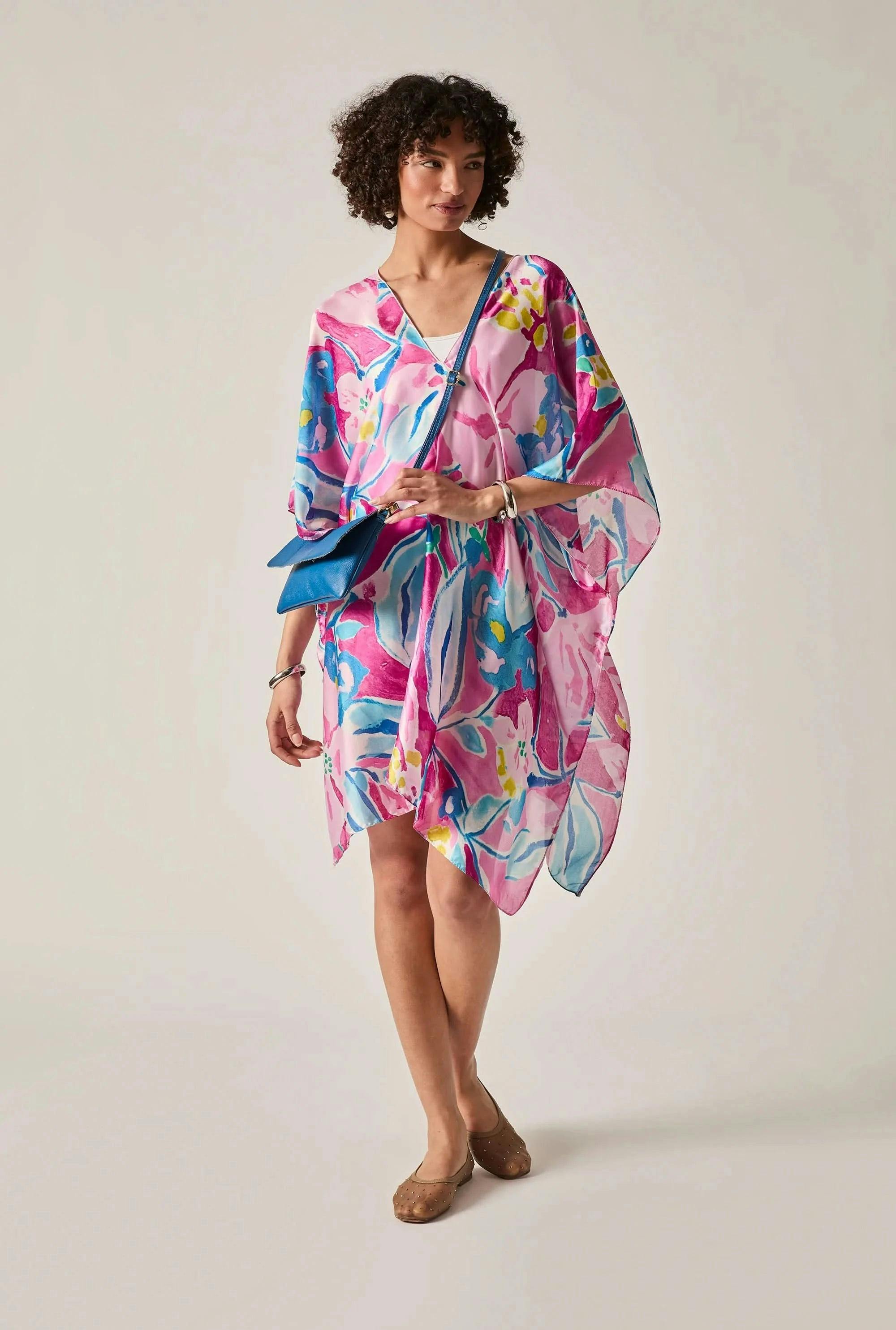James Lakeland Pink Abstract Floral Kaftan