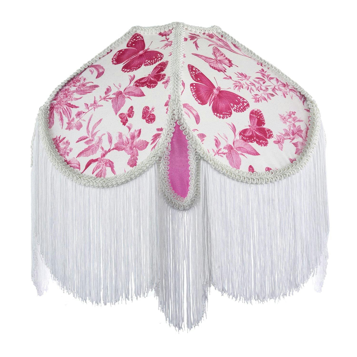 Rackhams Pink Butterfly Victorian Vintage Lamp Shade With Oval Velvet Sections