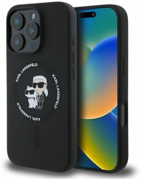 Karl Lagerfeld Black Silicone Karl And Choupette Hardcase With Magsafe For Iphone 16 Pro Max 6.9" - Klhmp16xscmkcrhk