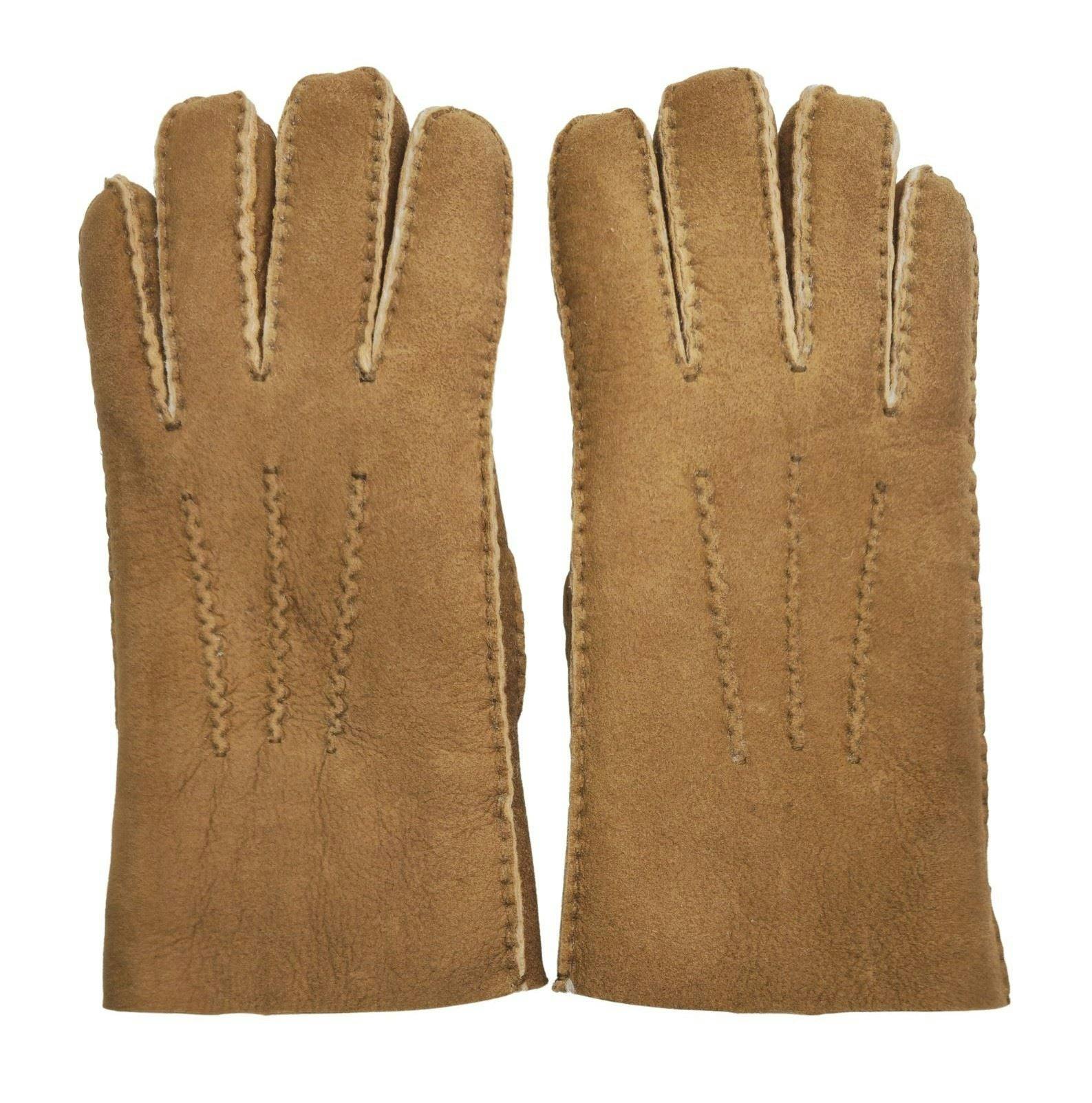 Infinity Leather Men's Luxury Sheepskin Suede Leather Gloves - Tan - S