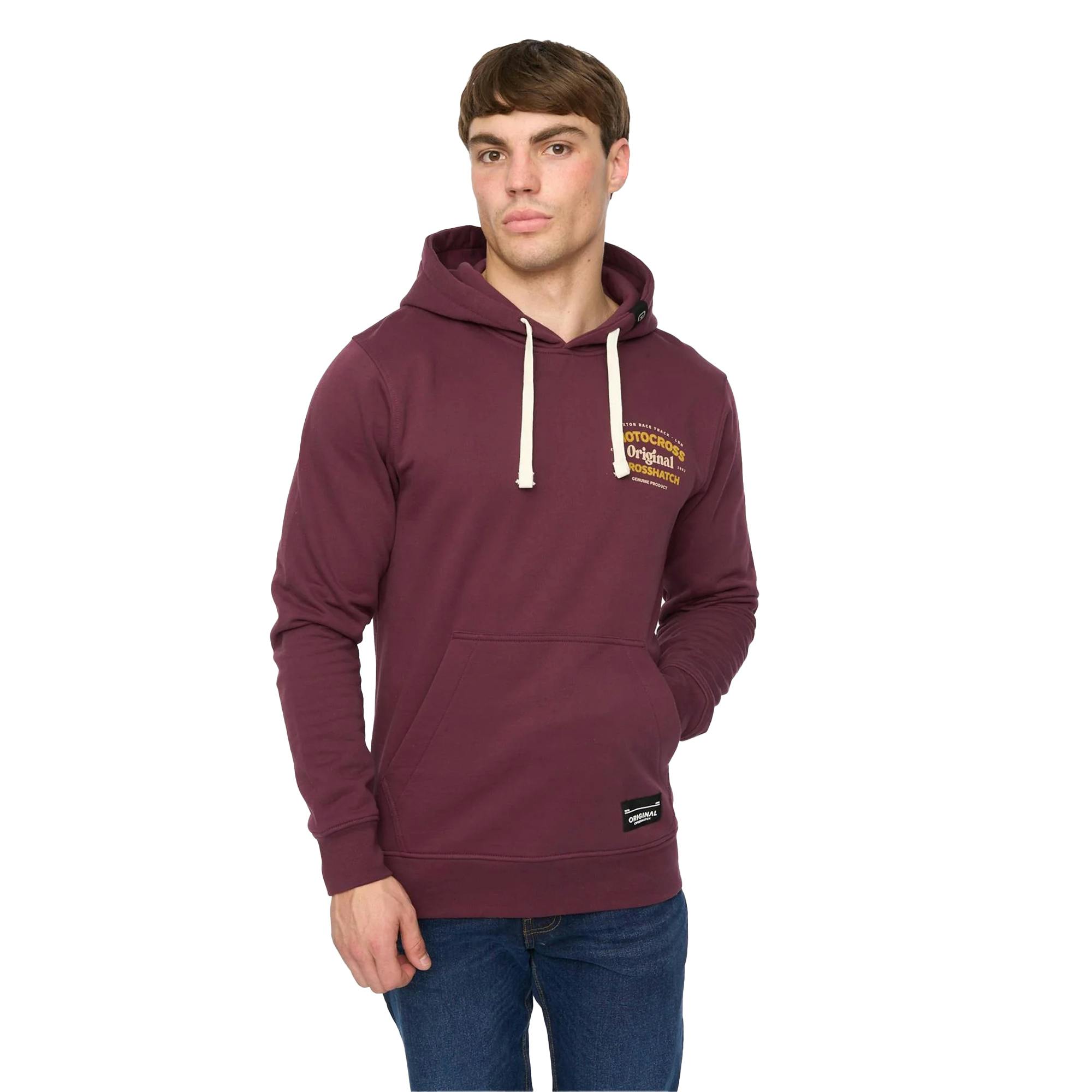 Crosshatch Men's Motocross Hoodie - Wine - Wine - M - 60% Cotton/40% Polyester