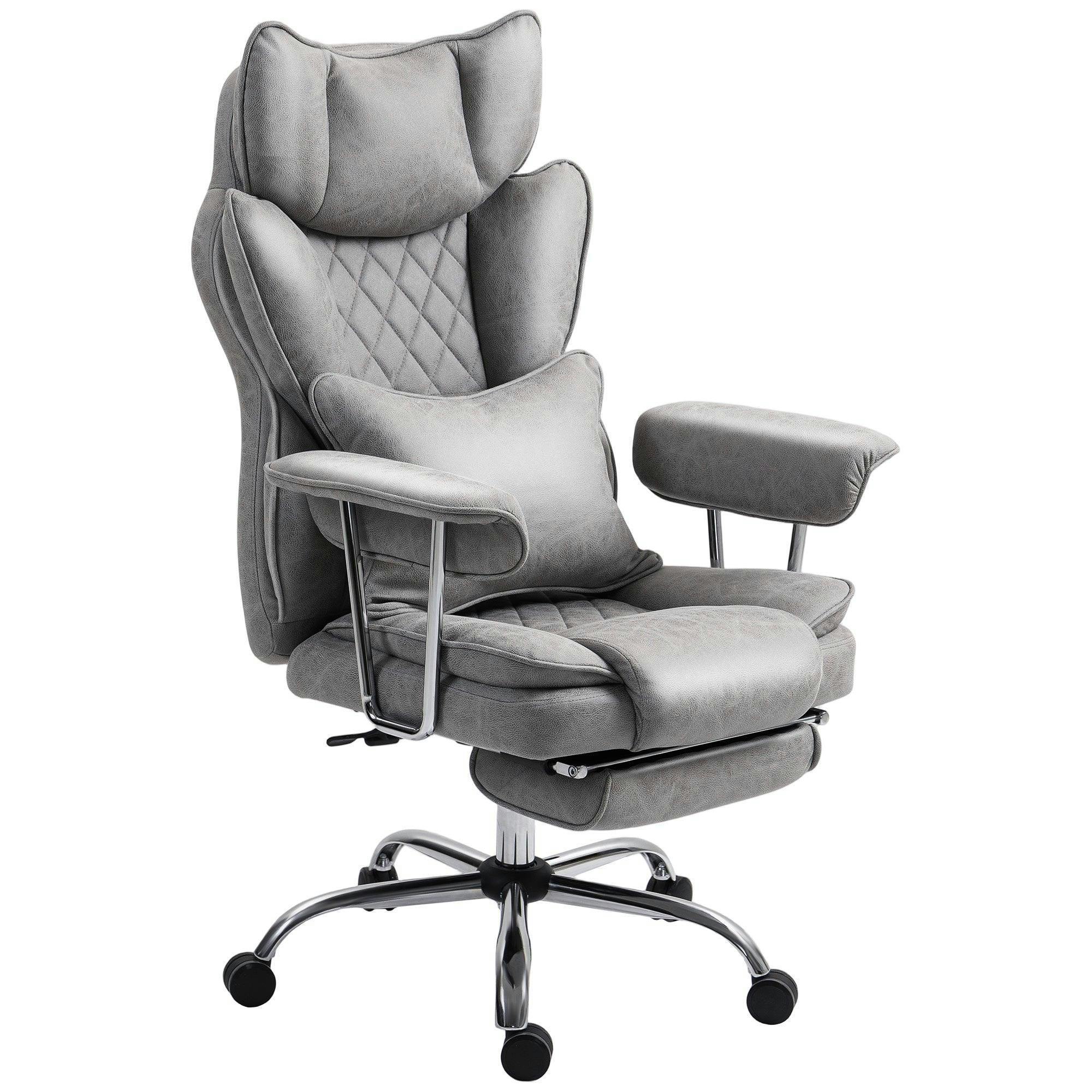 HOMCOM Office Chair High Back Leathaire Desk Chair for Home - Grey - Image 6