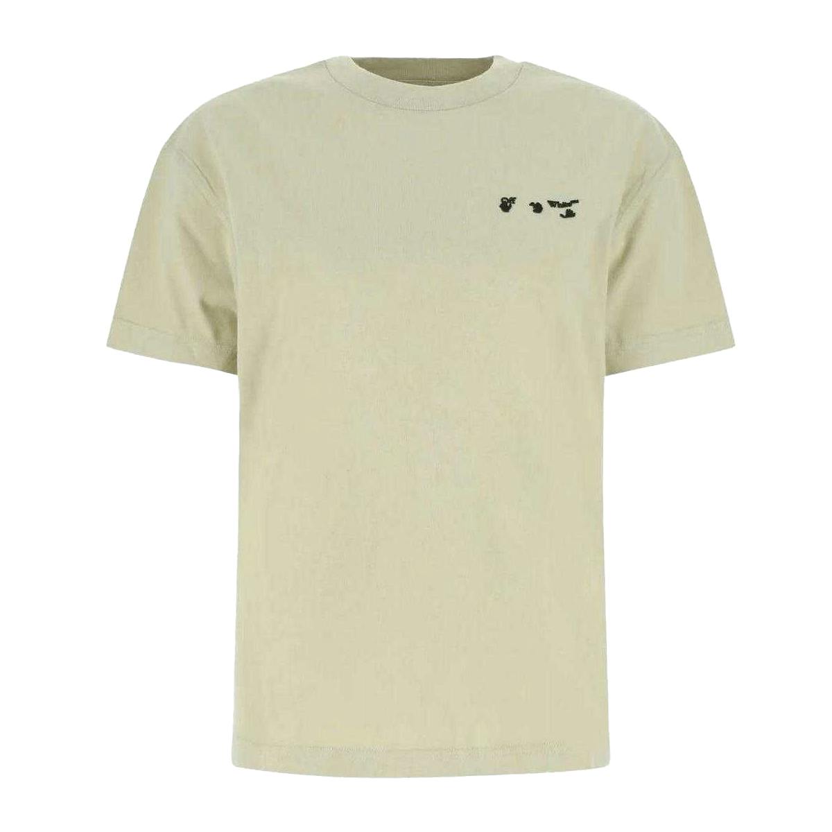 Off-White Unisex White/Beige Off- Adult Logo Regular T-Shirt - Xxs - 100% Cotton