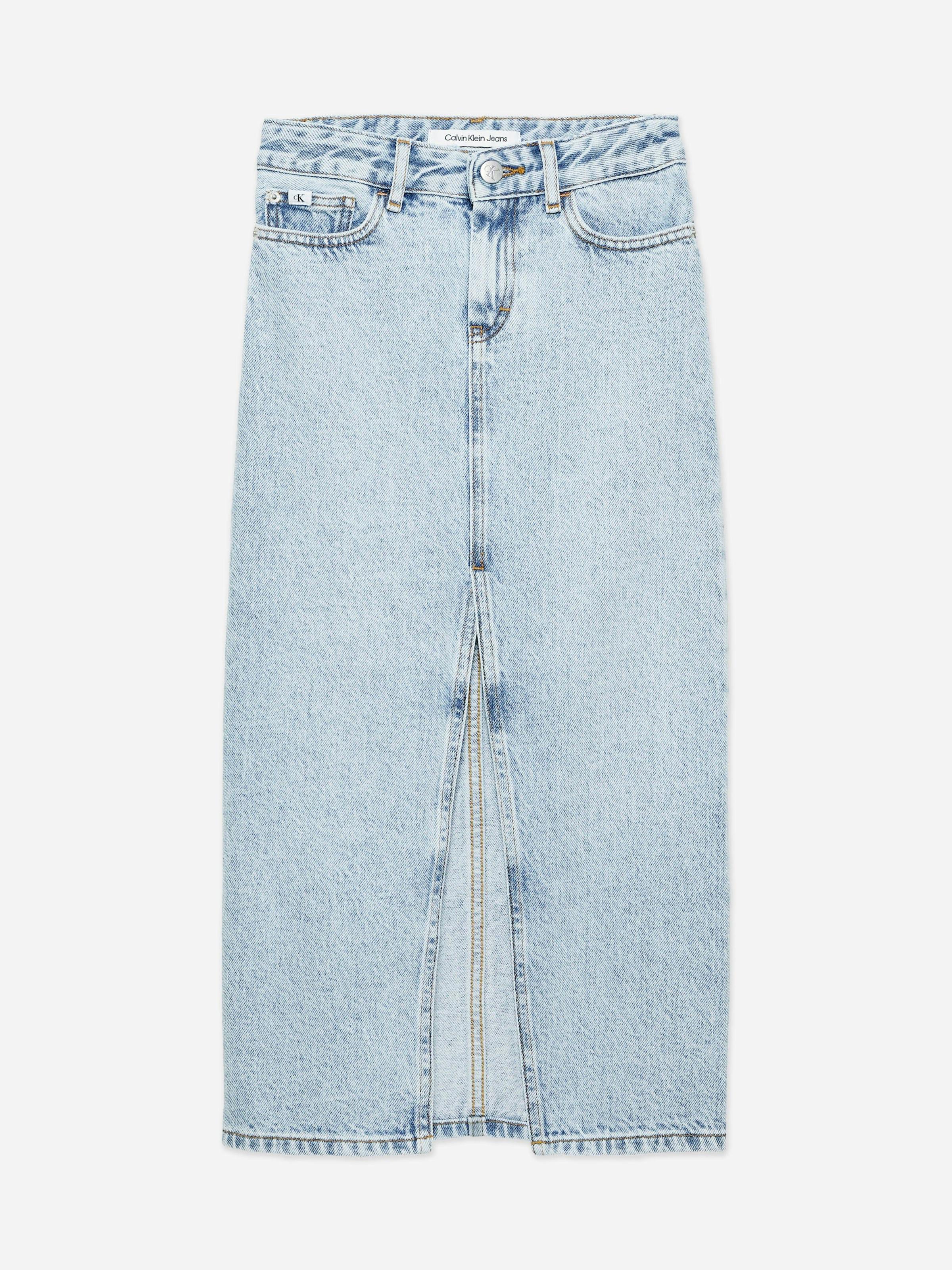 Calvin Klein Girls Blue Denim Maxi Skirt In - 16 Yrs