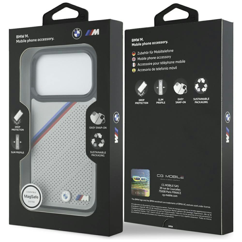 Bmw Grey M Tricolor Metal Logo Case With Magsafe For Iphone 17 Pro 6.3" - Bmhmp17l25pcspeg