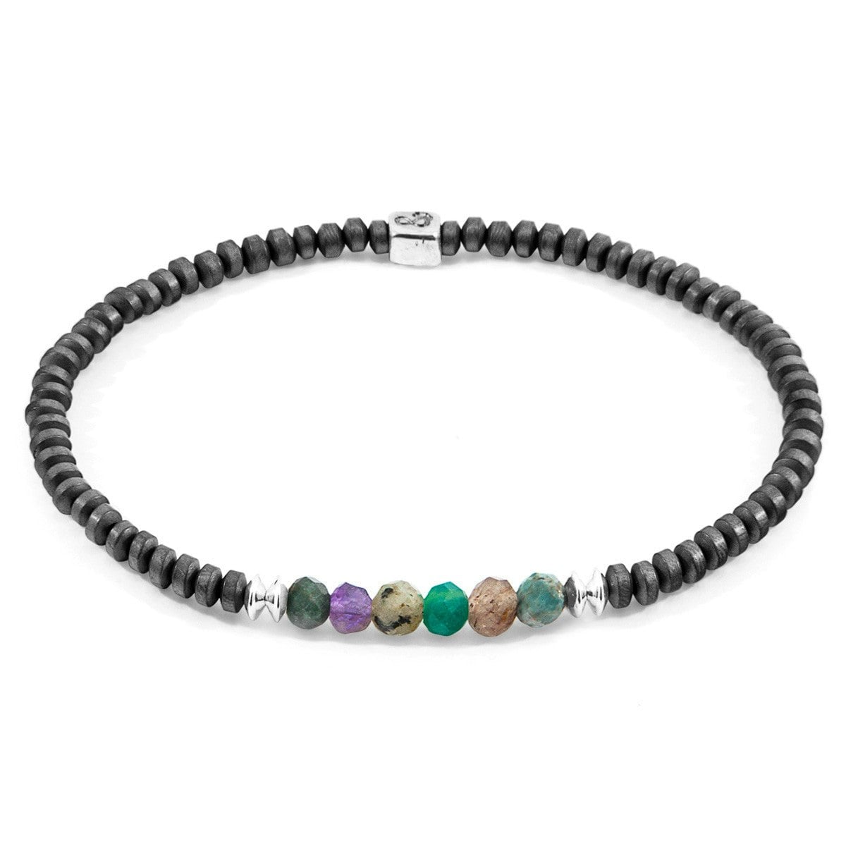 Anchor & Crew Silver Multicoloured Multi-Gem Paralana And Stone Bracelet - S - 19Cm