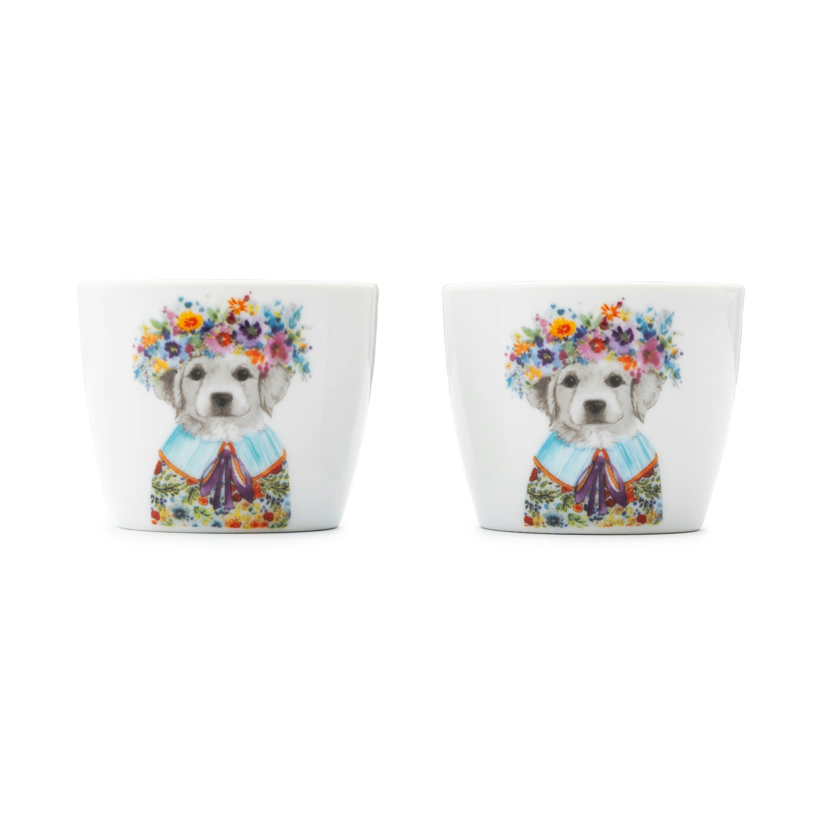 Rackhams White Tipperleyhill 2Pc Porcelain Egg Cup Set, Puppy Print, Gift Boxed 5Cm - Porcelain - Egg Cup