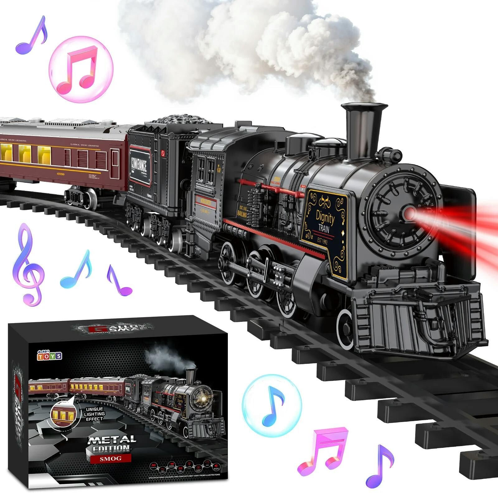 Deao Toys Deluxe Edition Steam Train Set - Black - Image 3