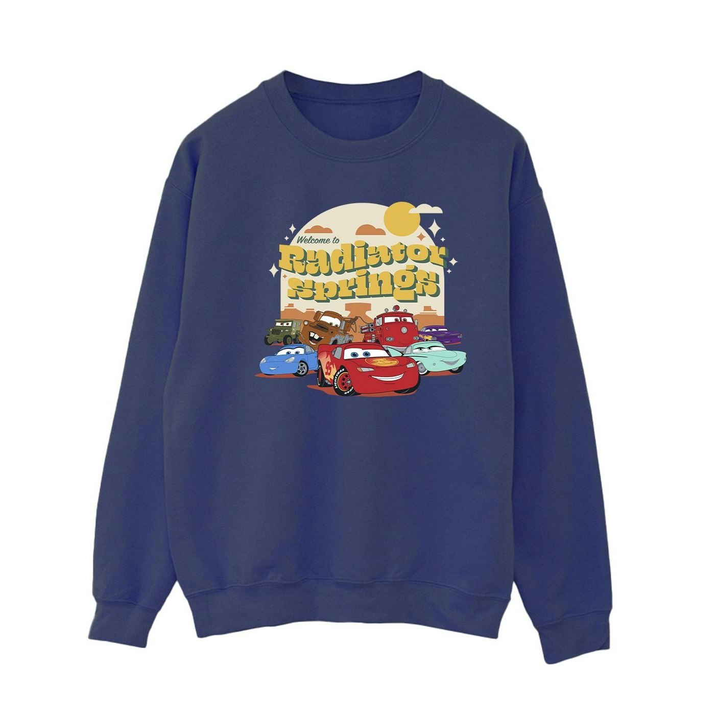 Disney Women's Blue / Cars Radiator Springs Group Sweatshirt - Navy - Navy - Large