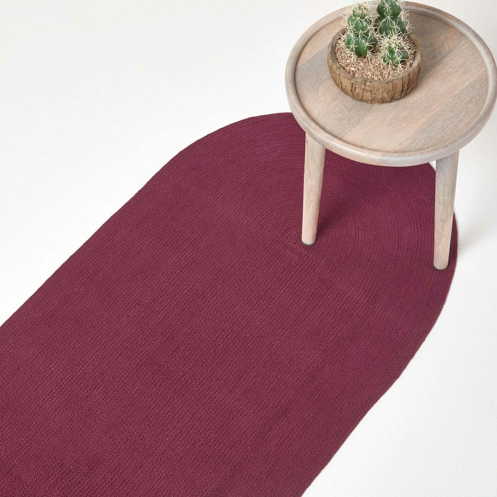 Homescapes Handmade Woven Braided Rug - Plum - 66 X 200 Cm