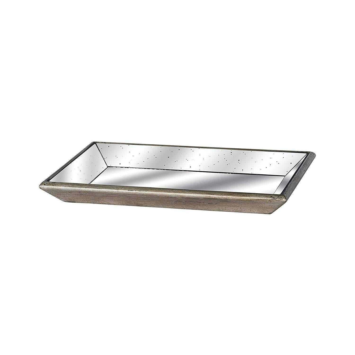 Rackhams Gold Astor Distressed Mirrored Tray With Wooden Detailing - 50 X 80Cm - 80% Wood/20% Glass