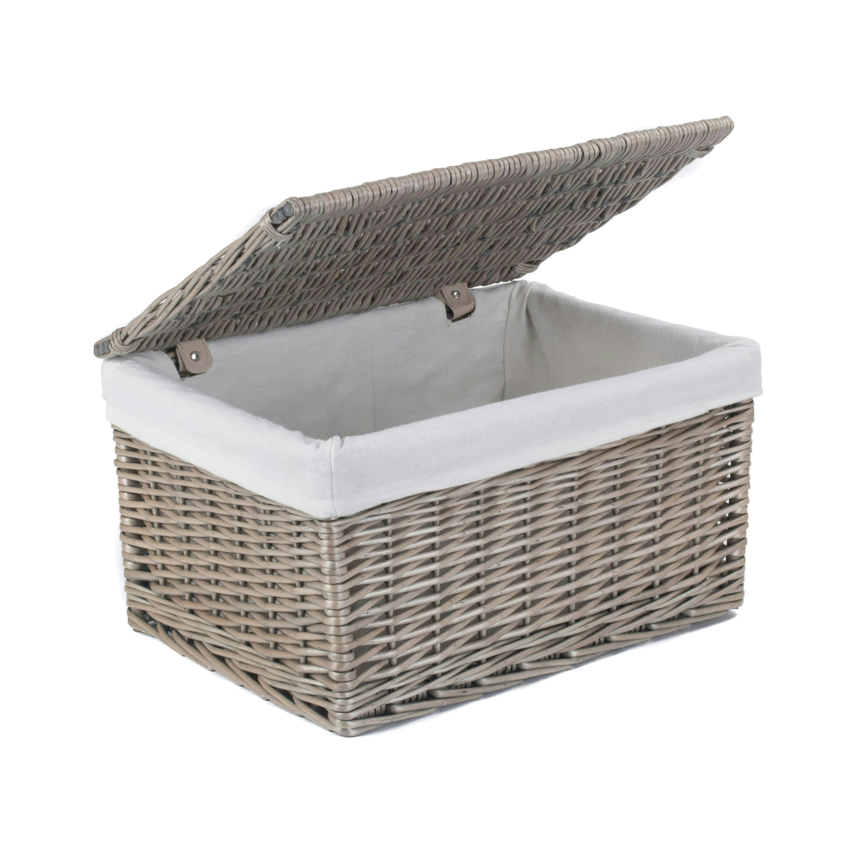 Rackhams Red Antique Wash Cotton Lined Wicker Storage Basket - Medium