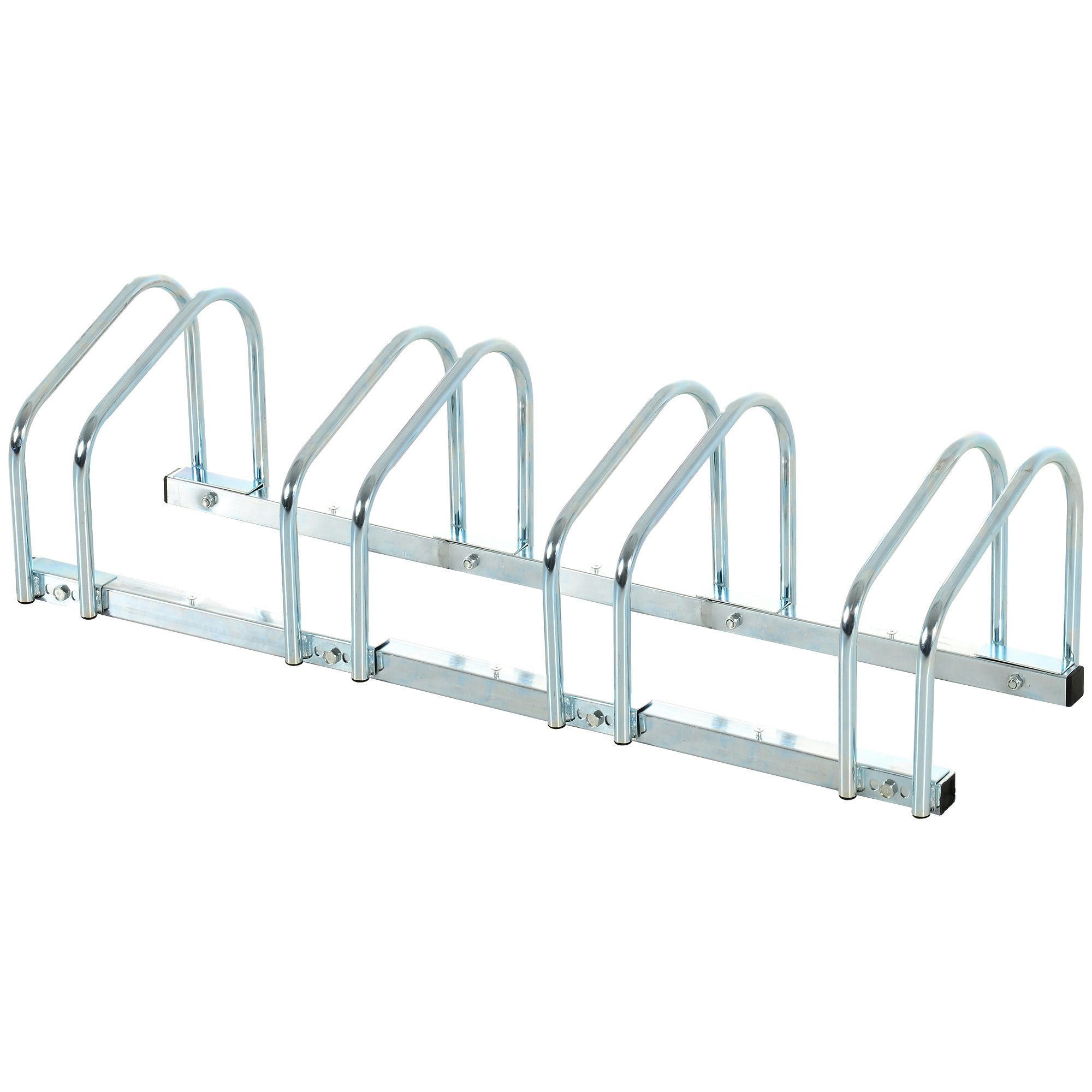Homcom Silver Bike Parking Rack Bicycle Locking Storage Stand For 4 Cycling - 110Cmx33cmx27cm