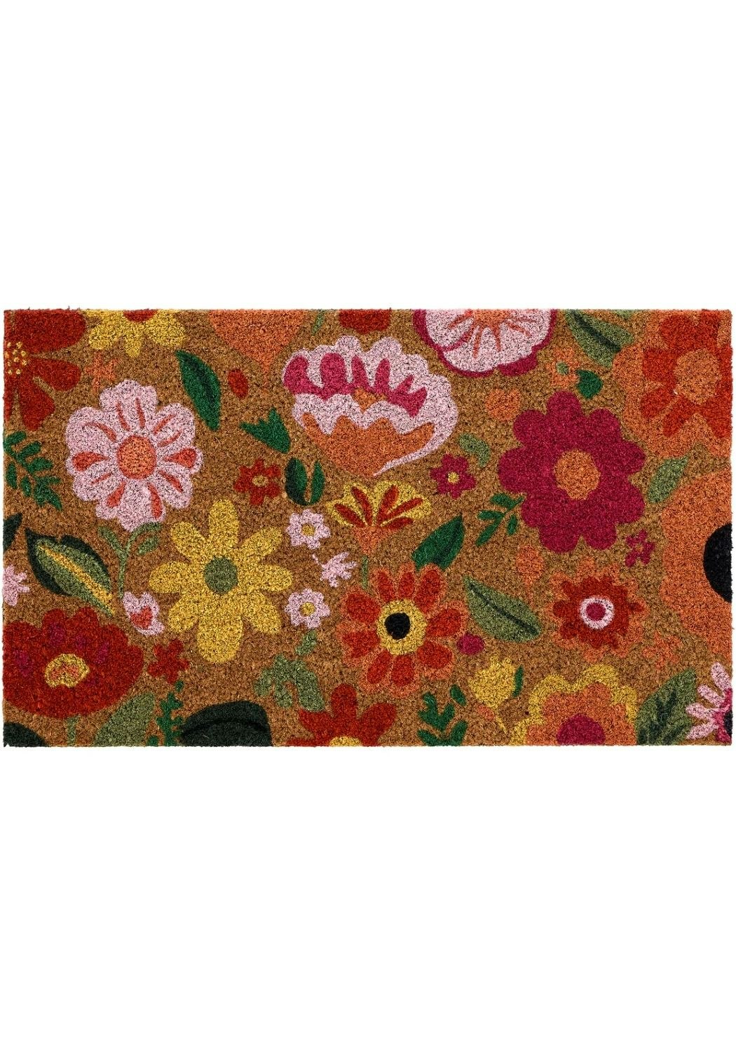 The Rugs Eco-Friendly Bright Blooms Coir Doormat - 45X75 Cm