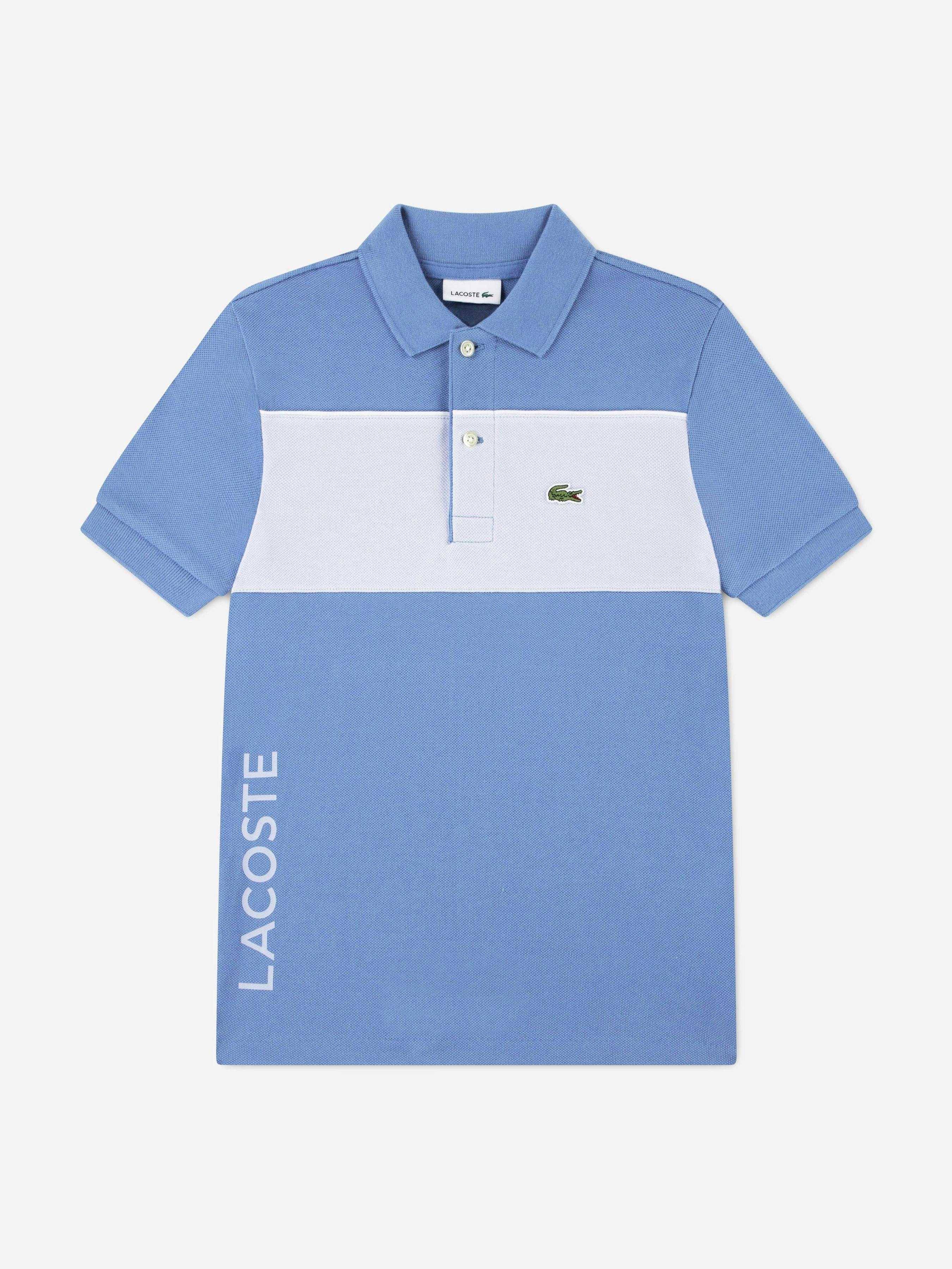 Lacoste Kids Boys Blue Lacoste Colourblock Polo Shirt In - 6 Yrs