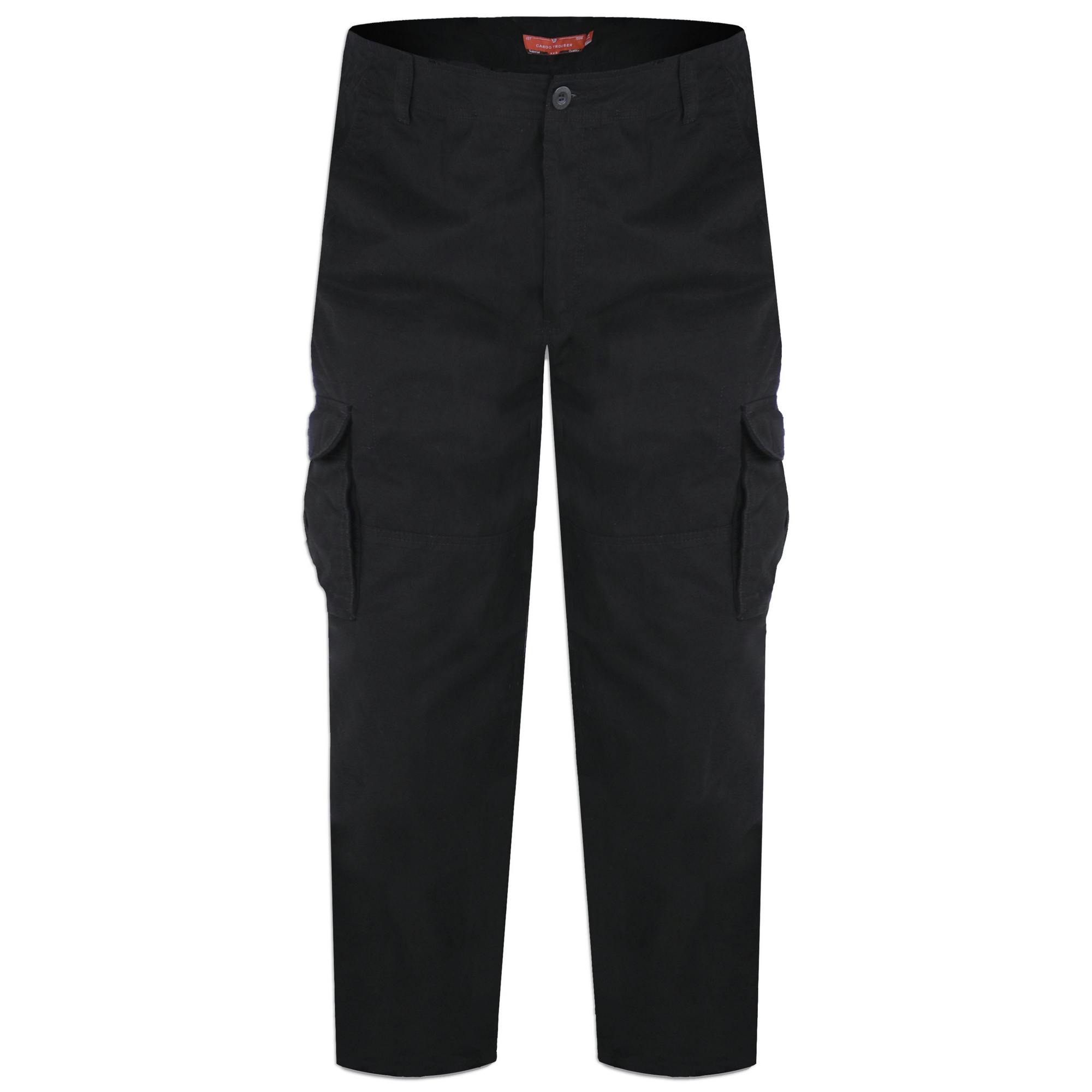 Duke Men's Black D555 Robert Peached Washed Cargo Trousers - 48S - 100% Cotton
