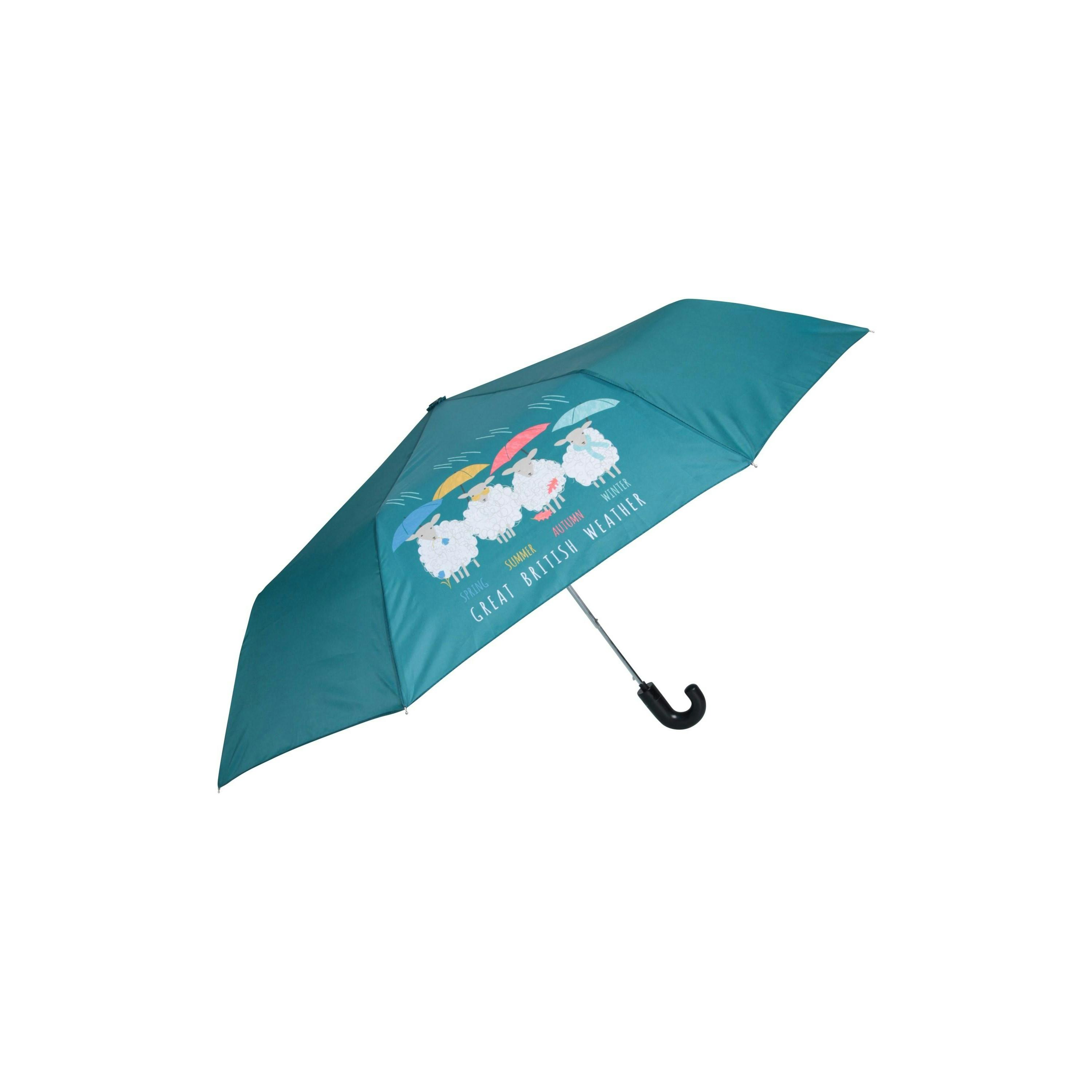 Mountain Warehouse Floral Walking Folding Umbrella - Teal - Teal - One Size - 100% Polyester