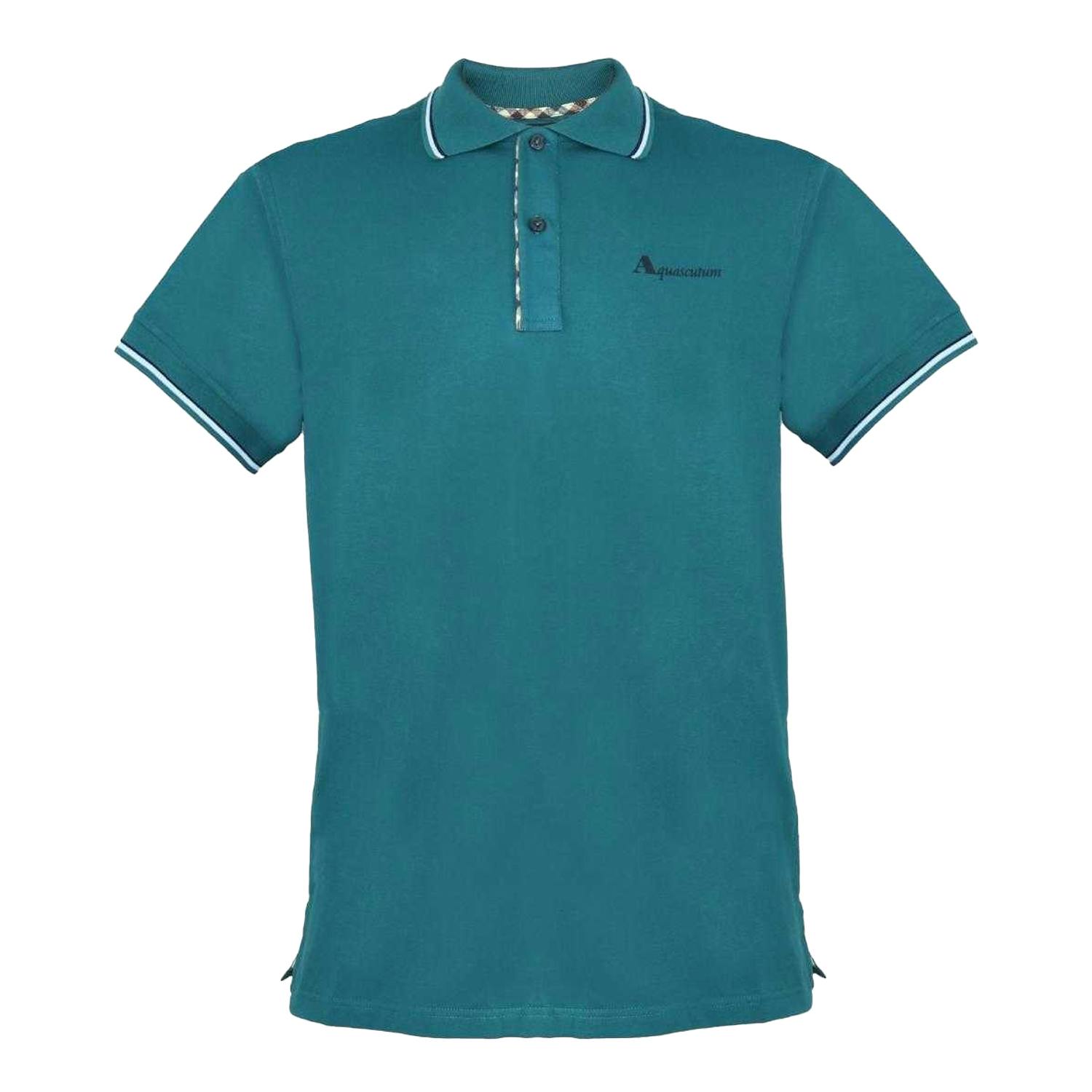 Aquascutum Men's Green Tipped Polo Shirt - S - 95% Cotton/5% Elastane
