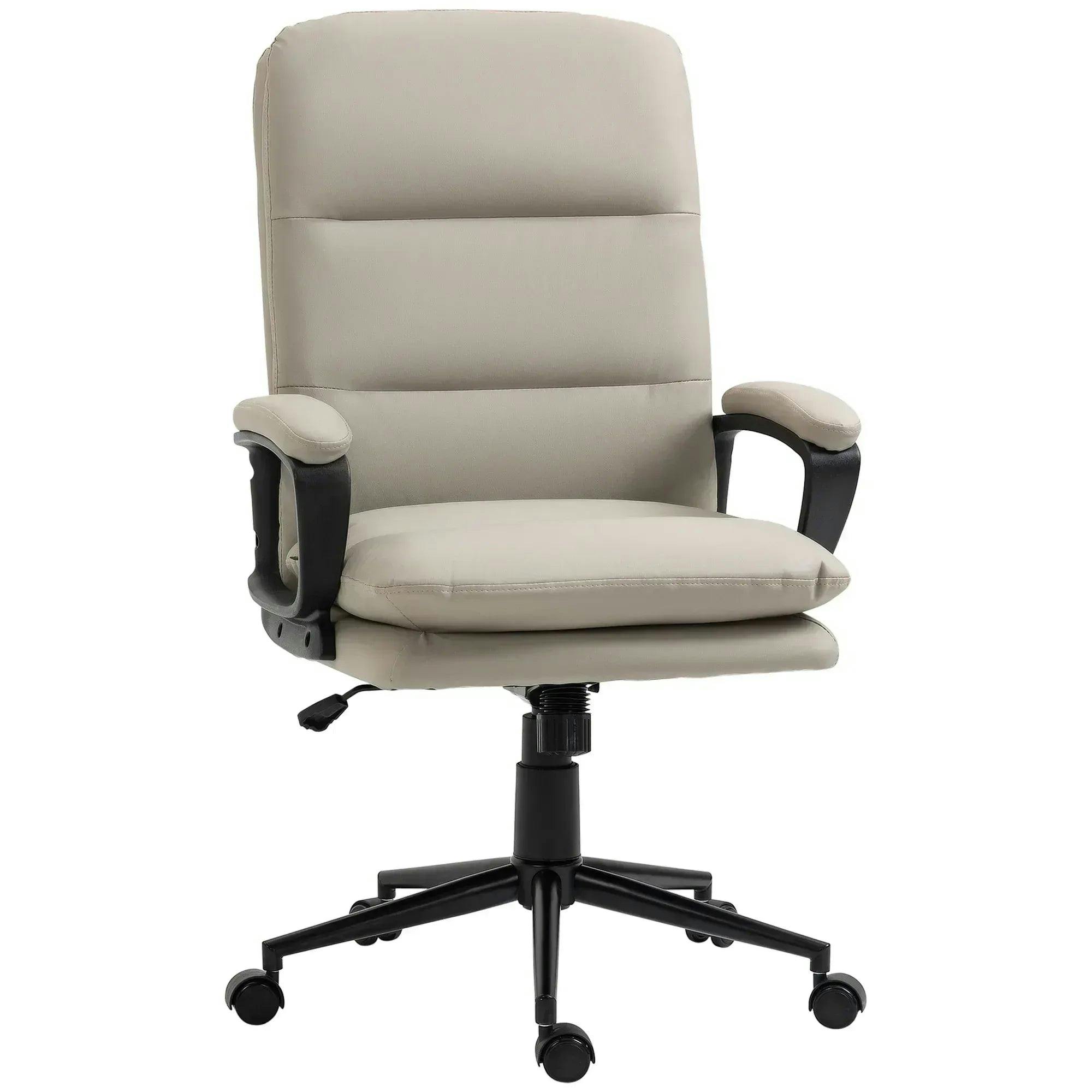 B&Q - Pu Leather Office Chair For Home With ArmAdjustable HeightGrey - Image 4