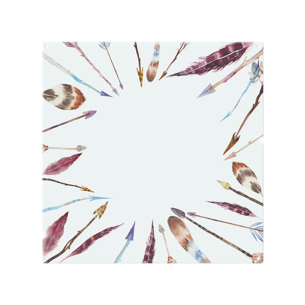 Benjamin Tate Design Light Watercolor Boho Chic With Feathers And Arrows Splash Back - 60 X 80Cn