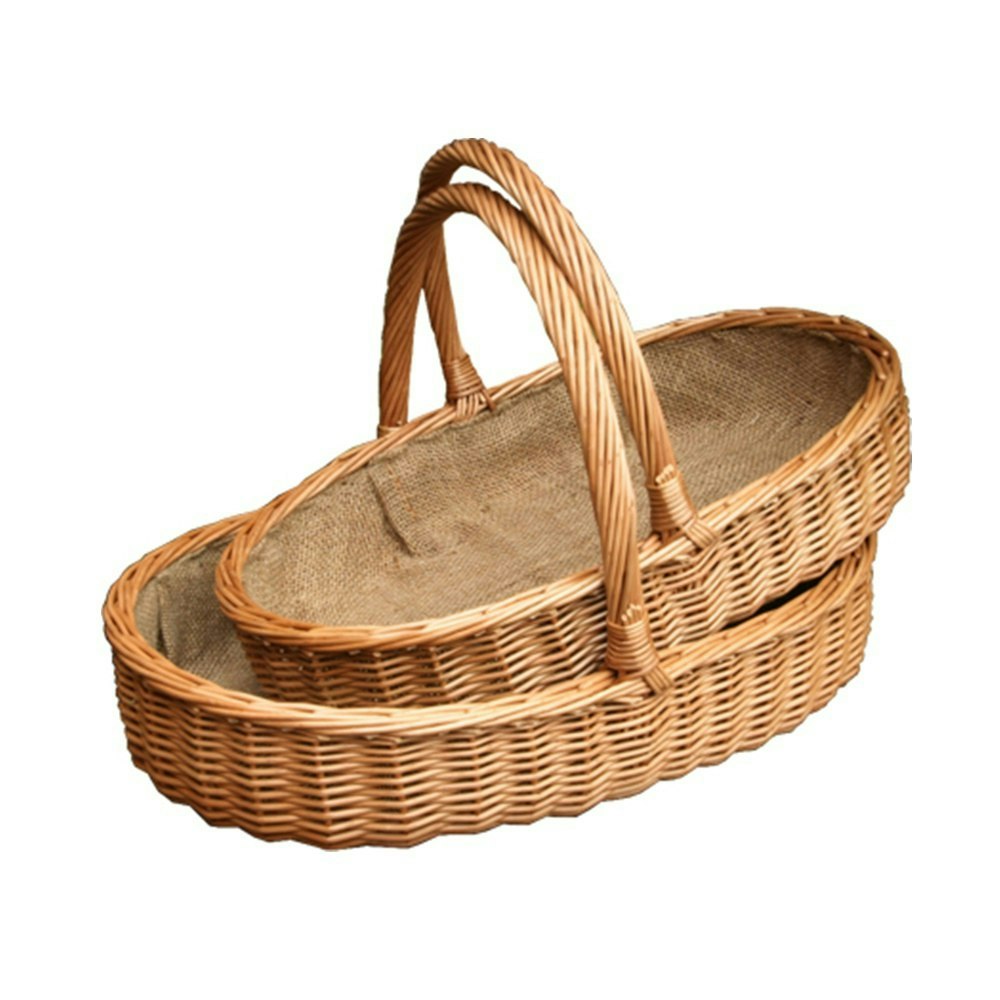 Red Hamper Set Of Lined Harrogate Wicker Garden Trugs Size 2