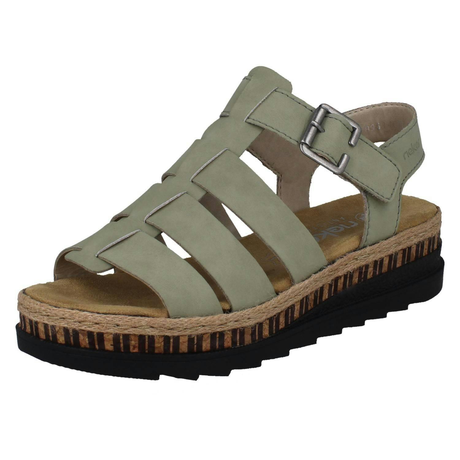 Rieker Women's Green Strappy Sandals V7904 - Uk 6.5