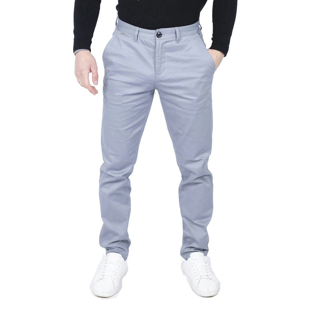 House Of Cavani Men's Dakota - Regular Chino Jeans Trousers Stretch Classic - Azure - 32W 32L