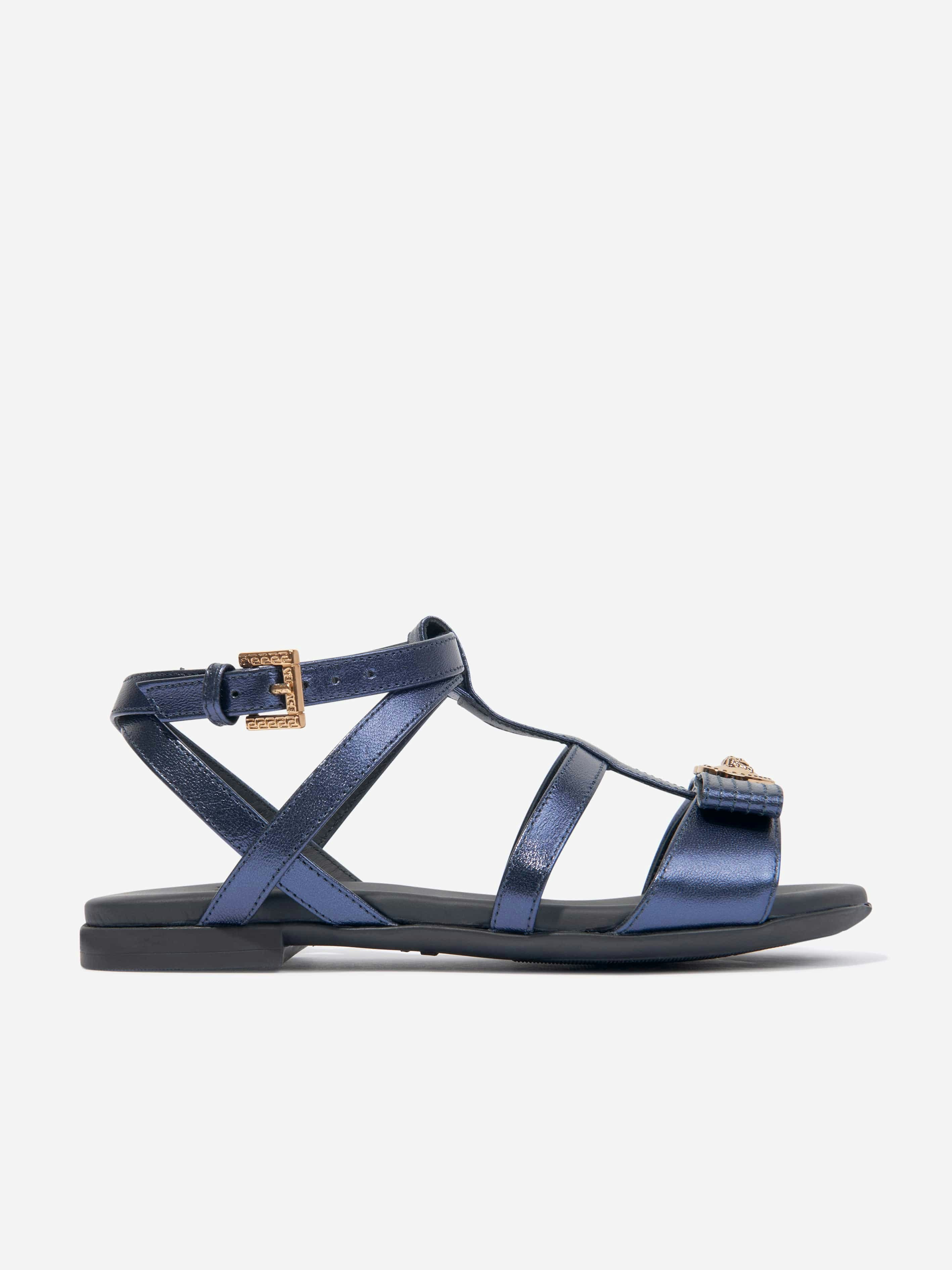 Versace Girls Blue Medusa Heart Sandals In Navy - Eu 35 Uk 2.5