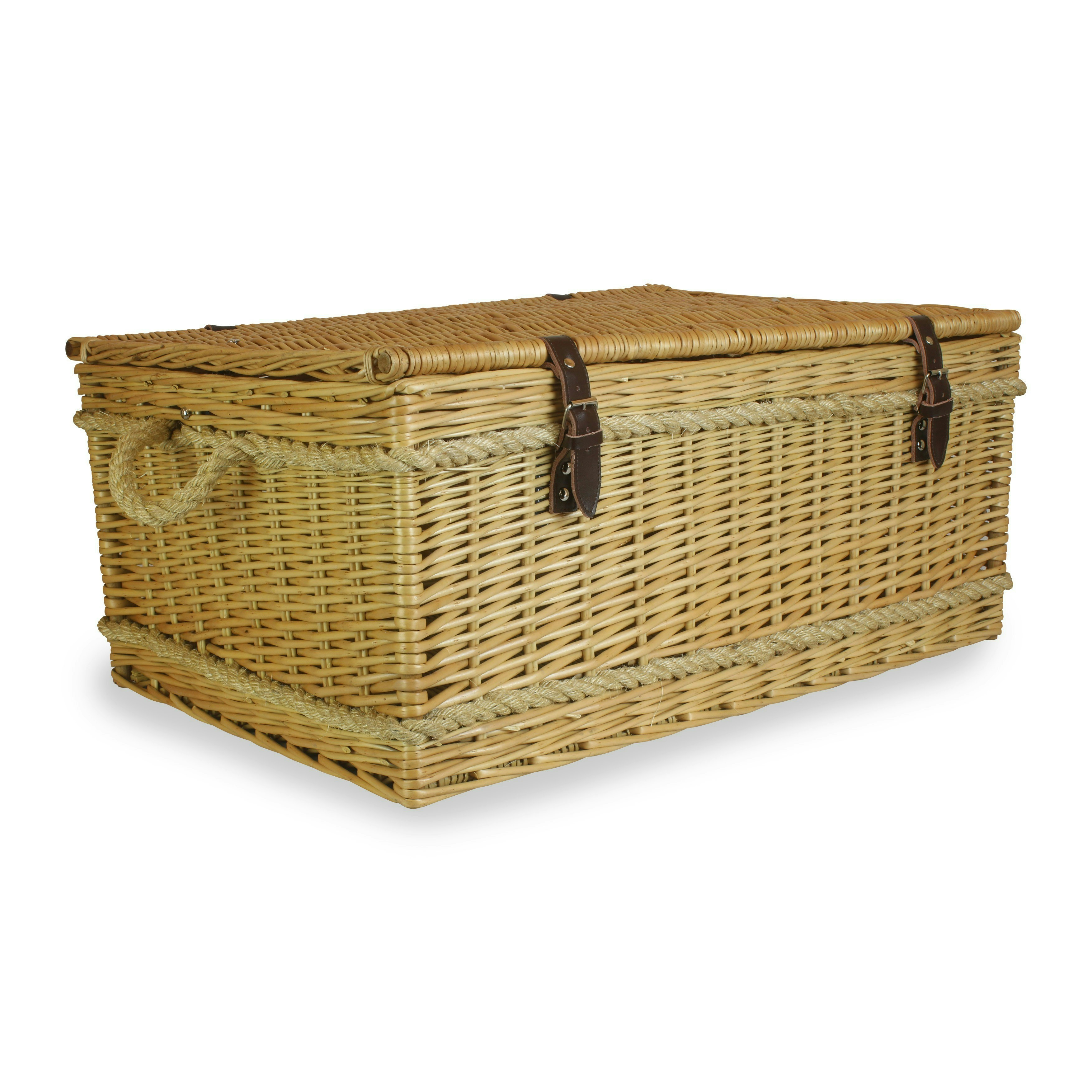 Red Hamper Red/Brown Hamper 72Cm Rope Handled Trunk Wicker Picnic Basket - Wicker - 1