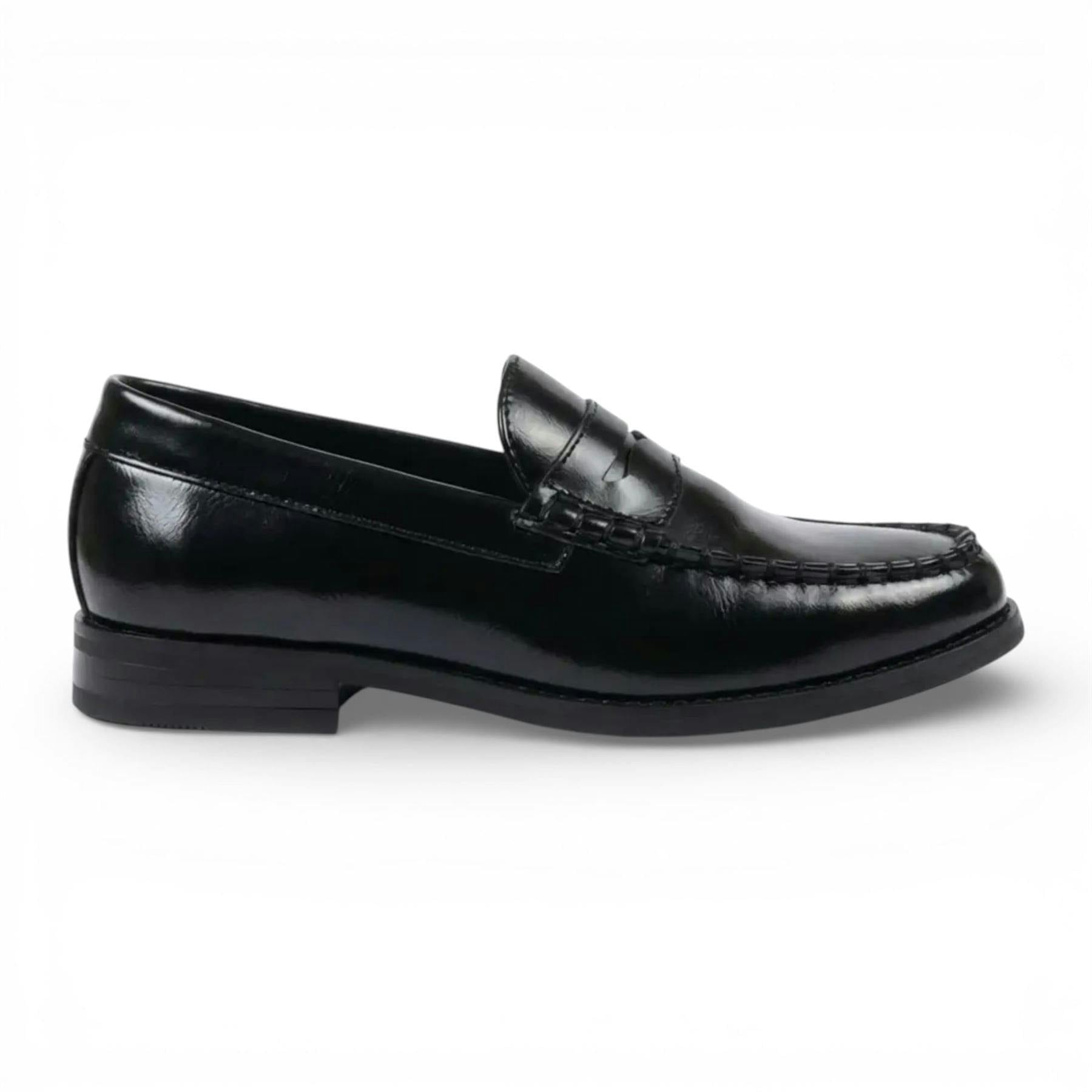 Dolcetto Men's Black Pu Leather Formal Dress Penny Loafers Casual Shoes - Uk 12 | Eu 46 | Us 13