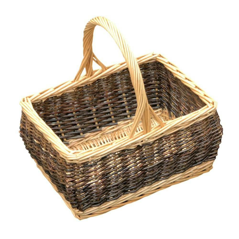 Red Hamper Rustic Rectangular Wicker Shopping Basket