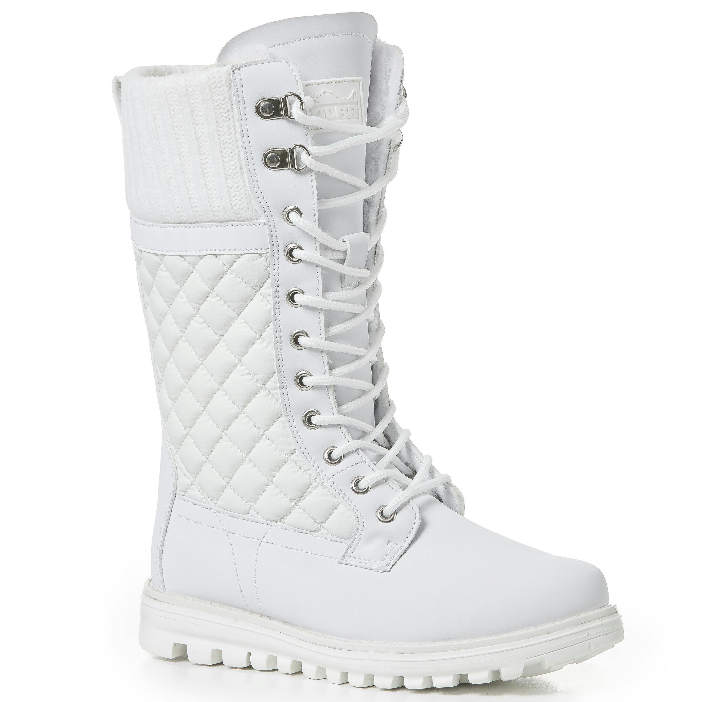 Viva Women's White Polar Snow Outdoor Thermal Winter Waterproof Mid Calf Boot - 6
