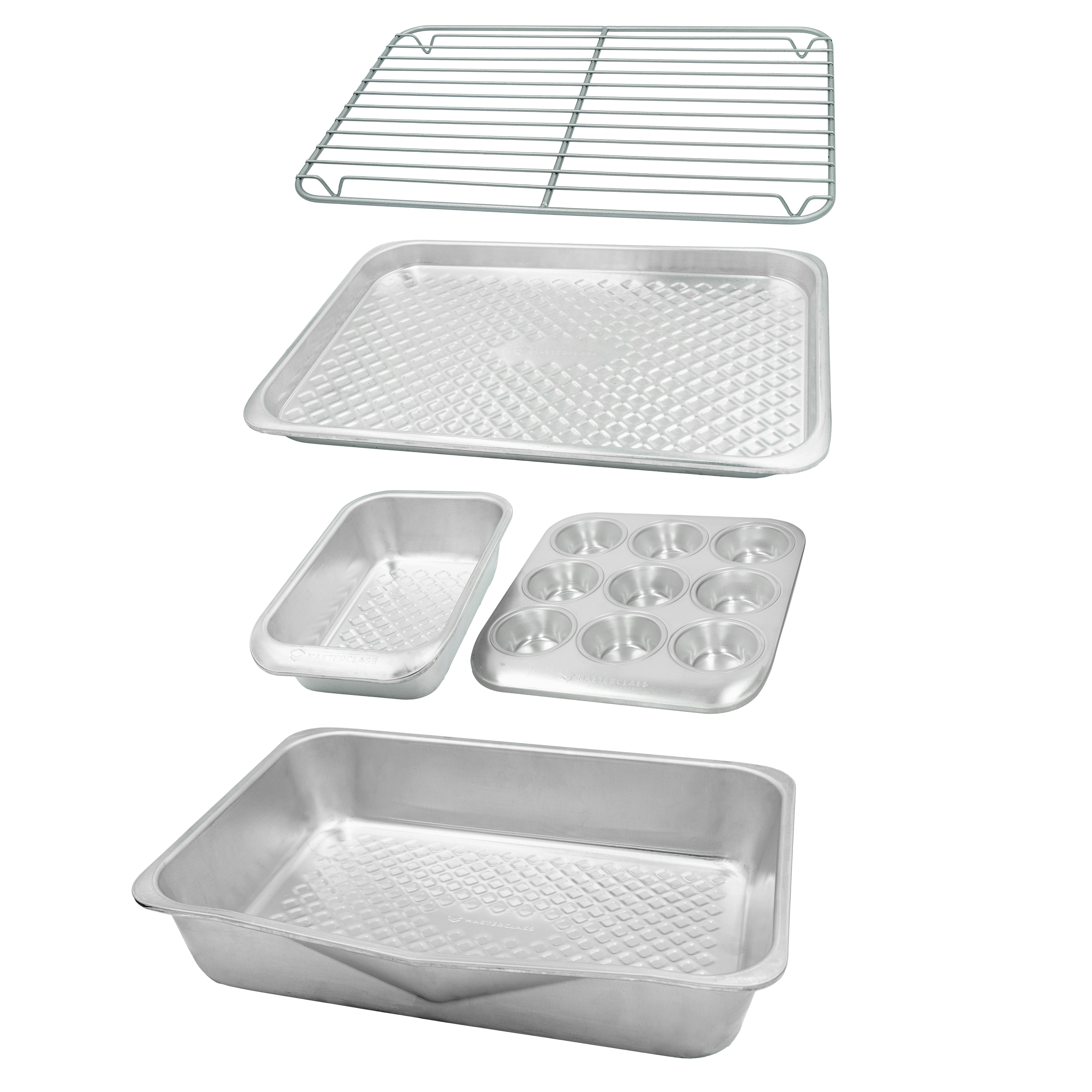 Rackhams Silver Recycled Aluminium 5Pc Stacking Baking Set - Aluminium - Baking Tin