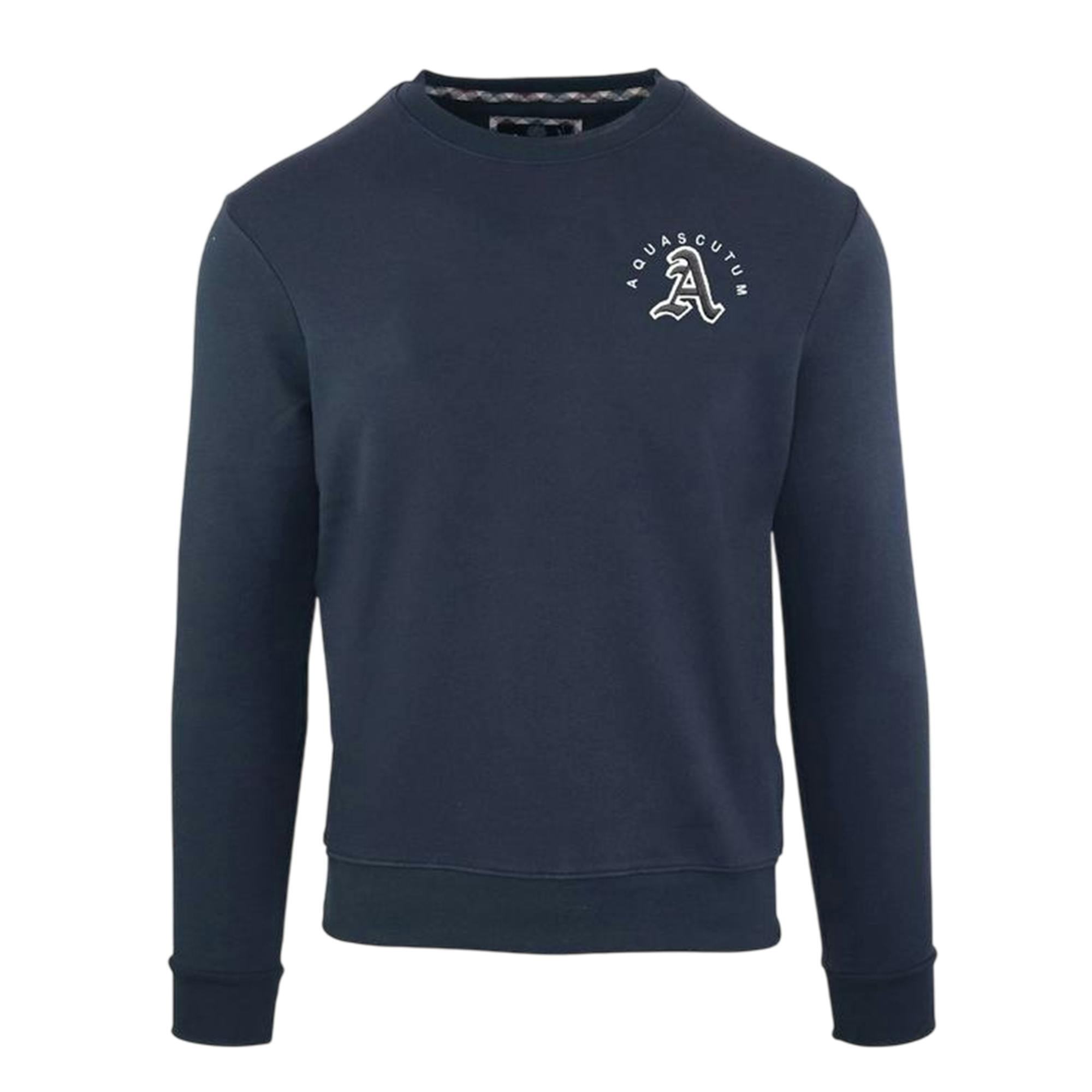 Aquascutum Men's Embroidered Logo Crew Neck Sweatshirt - Navy - Xxl - Navy - 100% Mixed