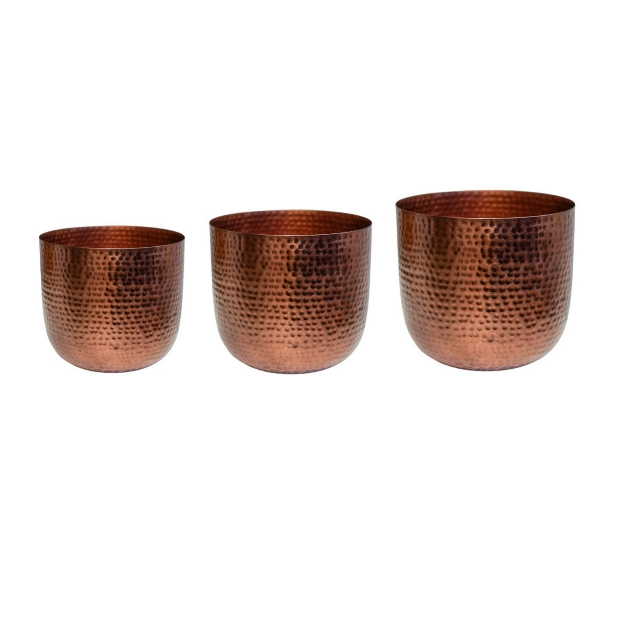 Ivyline Bronze Felix Hammered Metal Planter Set Of 3