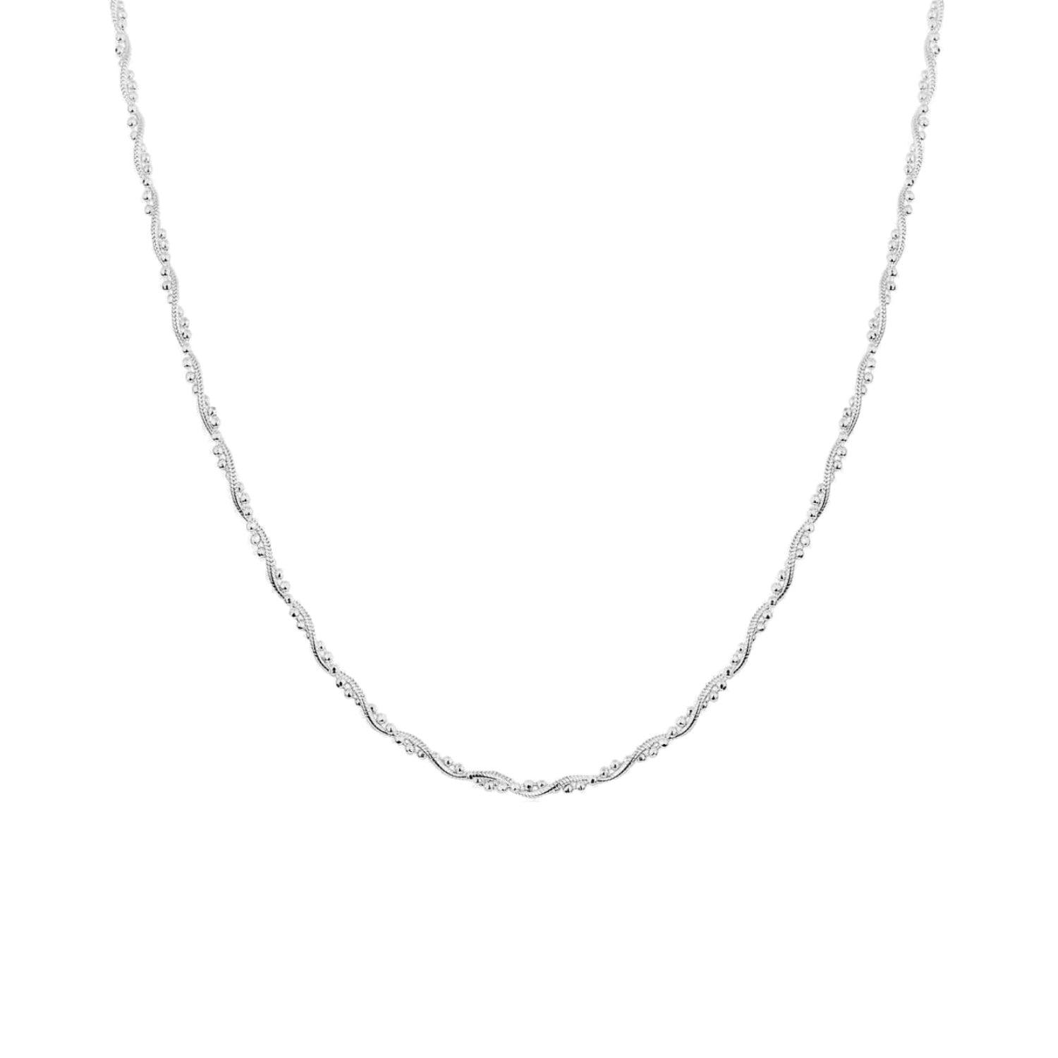 Spero London Silver Twisted Beaded Sterling Italian Chain Necklace