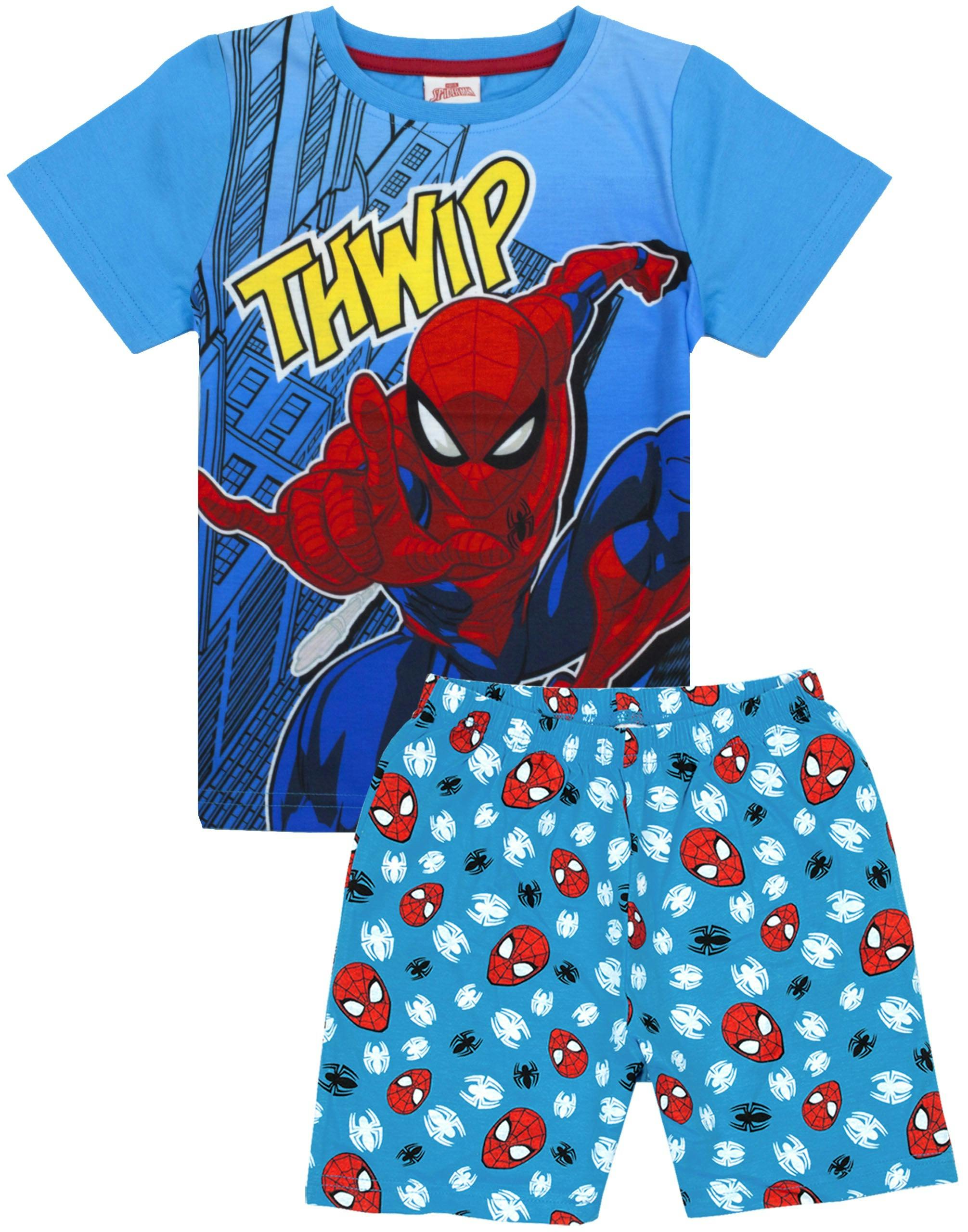 Vanilla Underground Boys Blue Marvel Spiderman Short Sleeve Short Leg Pyjama Set - 3-4 Years