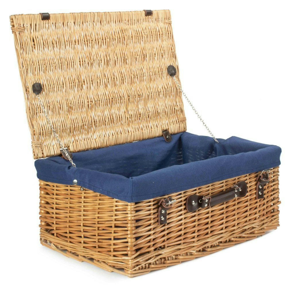 Red Hamper Red/Blue Hamper 55Cm Buff Willow Wicker Picnic Basket