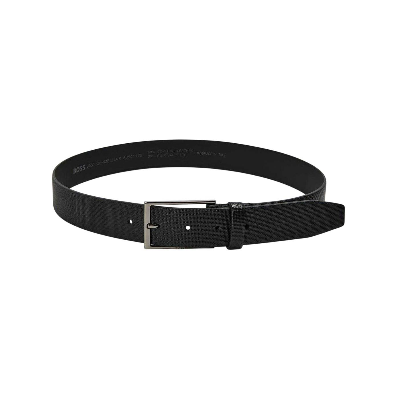 Boss Men's Black Carmello Leather Dress Belt - 85Cm - 100% Mixed