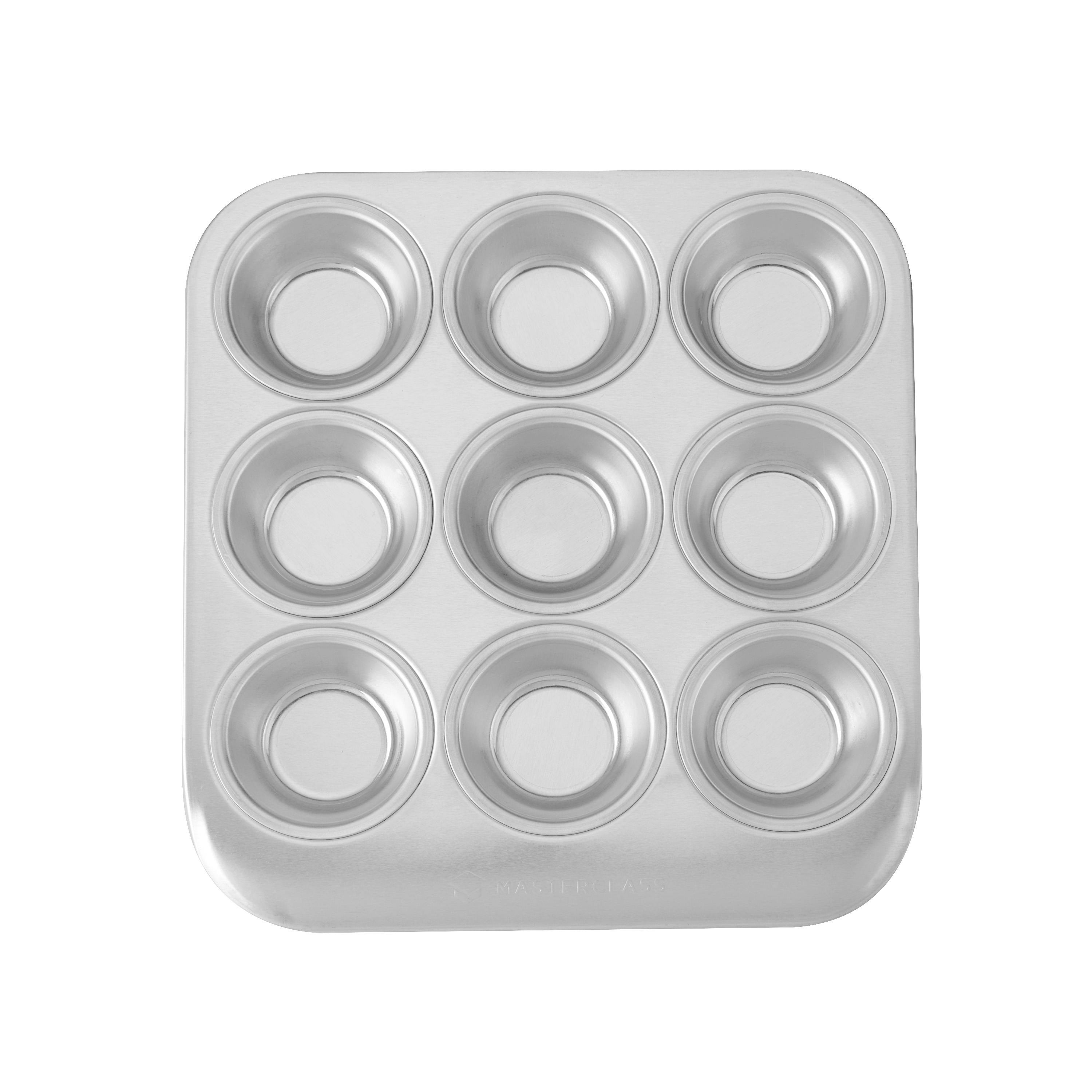 Rackhams Silver Recycled Aluminium 9-Hole Muffin Tin, 24X22cm - Aluminium - Muffin Tin