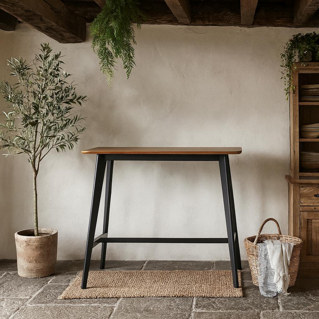 Rackhams Black Saffron And Natural Oak Veneer Bar Table