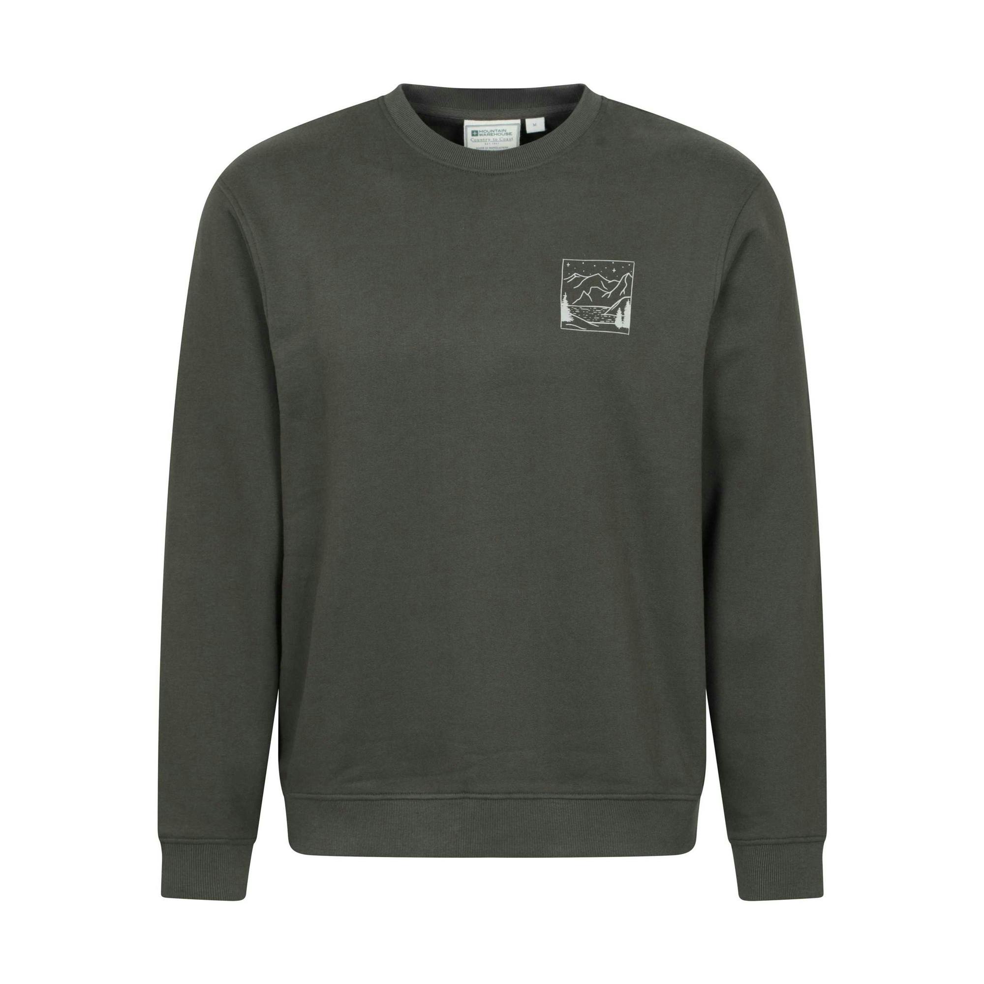Mountain Warehouse Men's Green Scene Sweatshirt - Khaki - Xs - Khaki - 100% Mixed