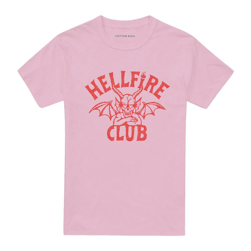 Stranger Things Men's Pink Hellfire Club Tonal Devil T-Shirt - S