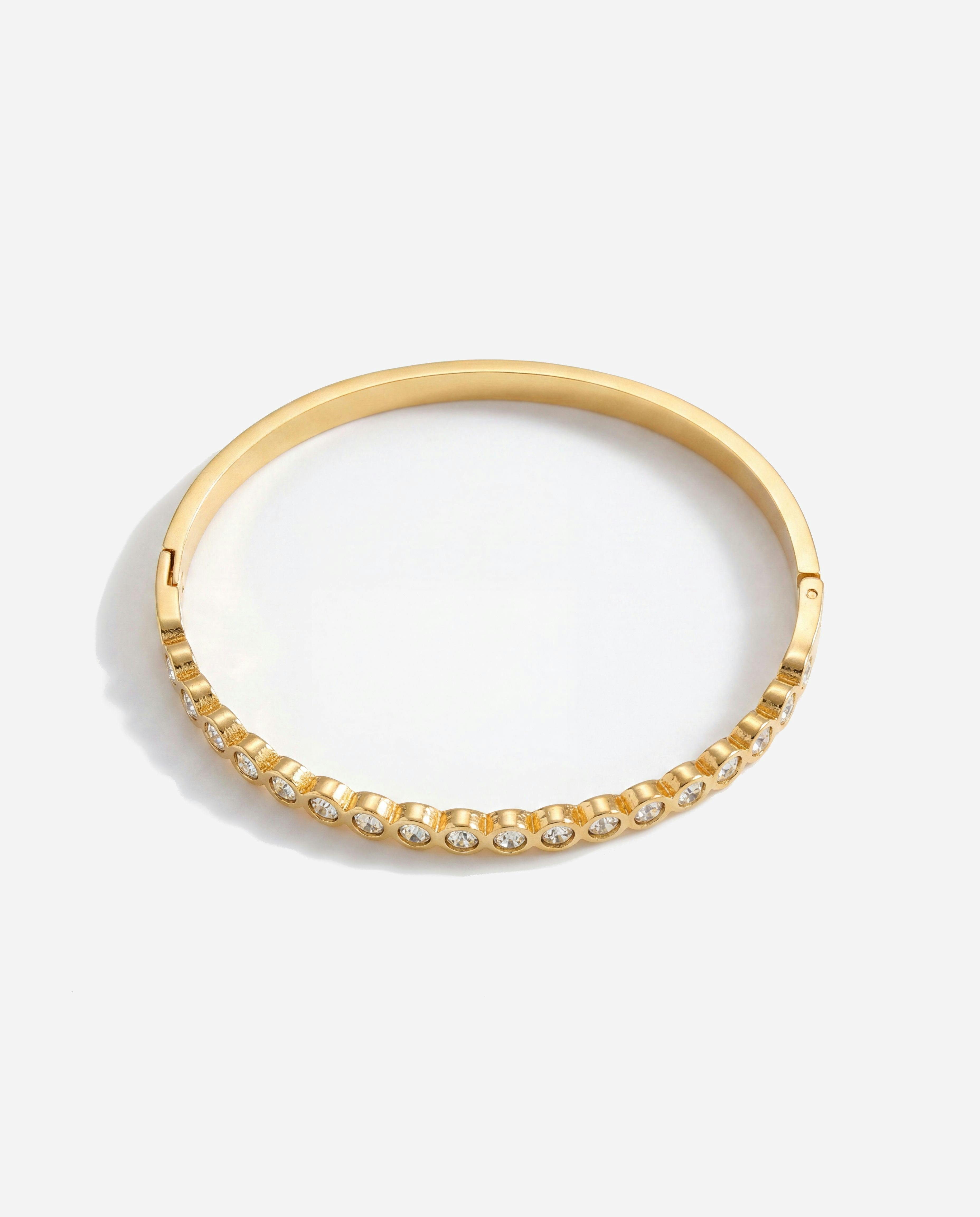 Elk & Bloom Gold Chunky Solitaire Tennis 14K Bangle - Yes Please