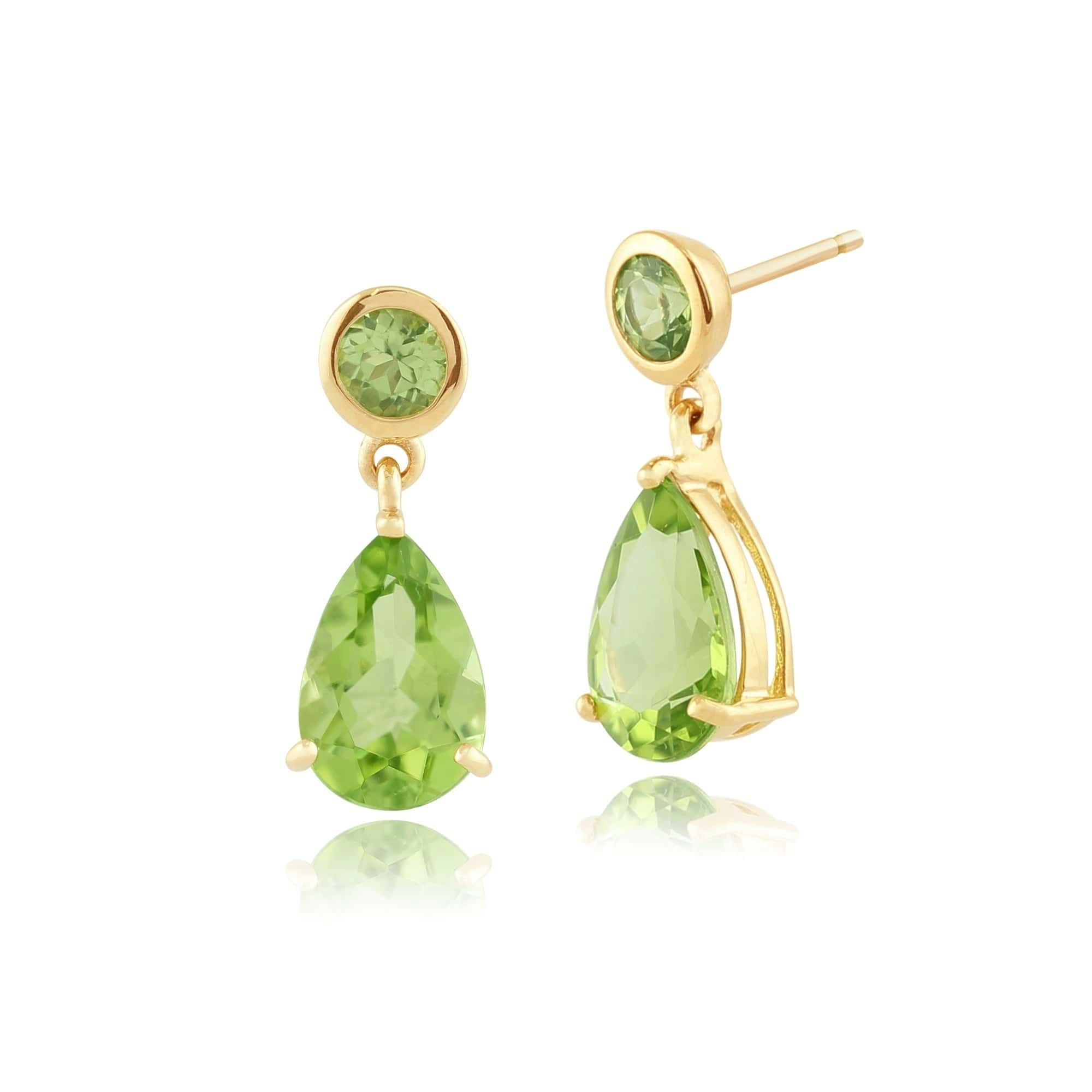 Gemondo Yellow/Gold Classic Pear Peridot Drop Earrings In 9Ct