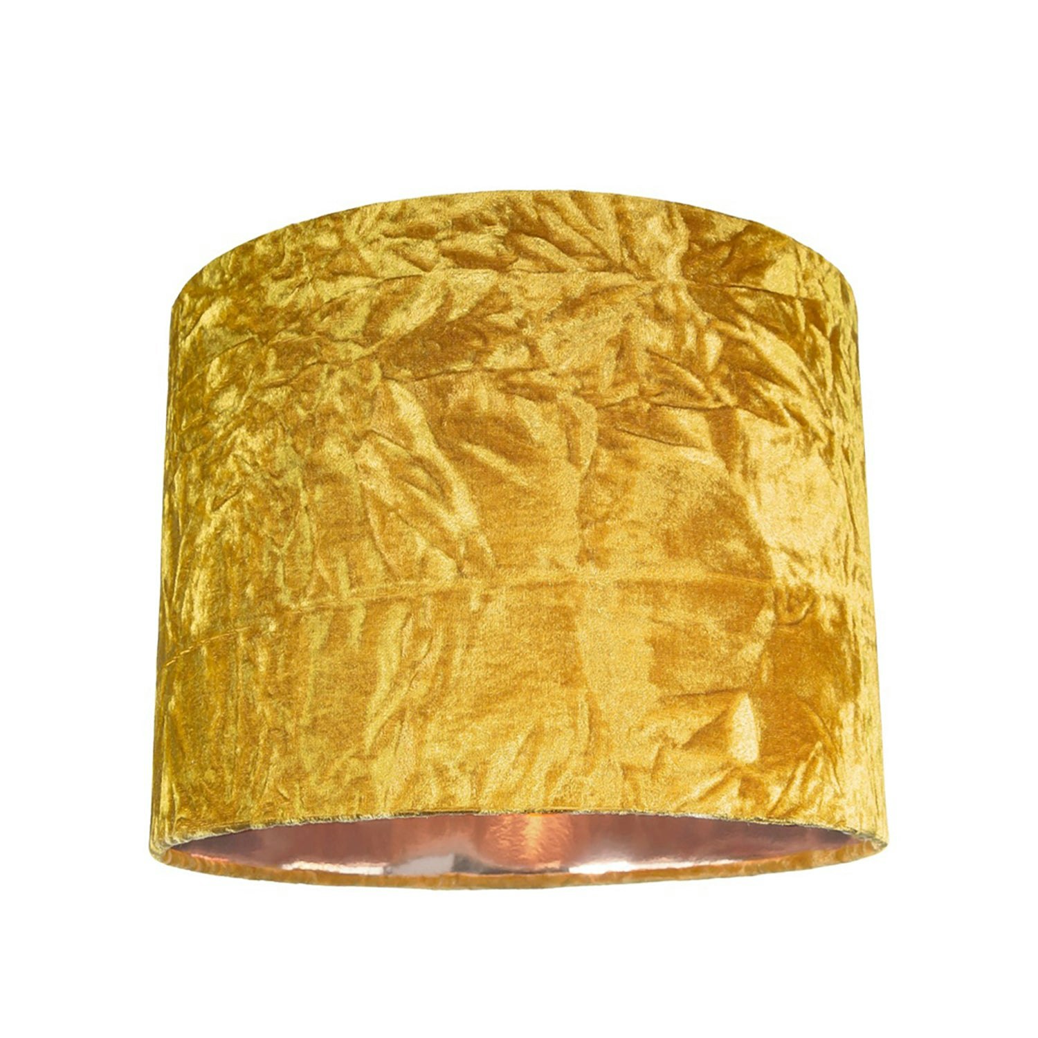 Happy Homewares Modern Ochre Crushed Velvet 8" Table/Pendant Lampshade With Shiny Copper Inner