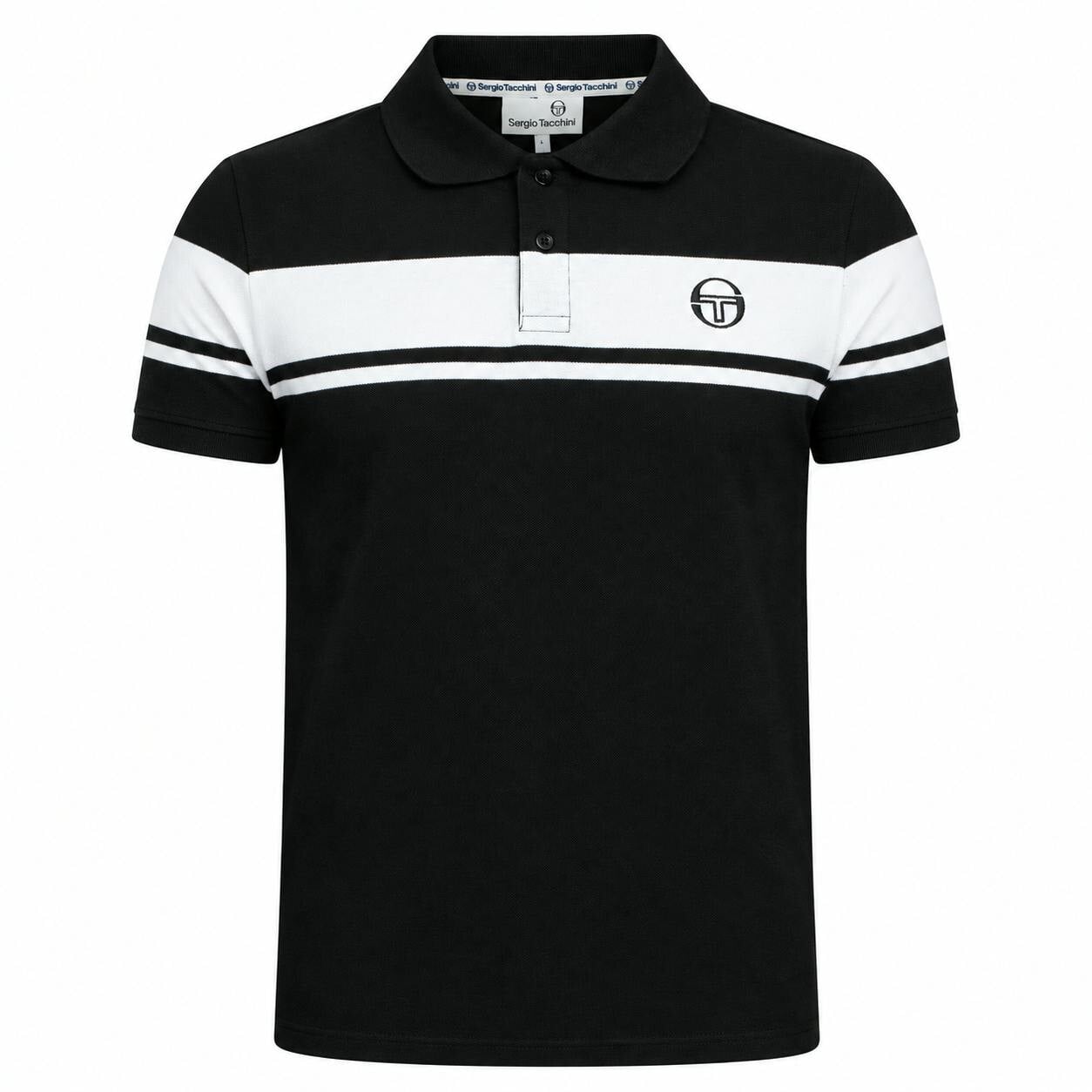 Sergio Tacchini Men's Young Line Polo Shirt, Black/White - Image 4