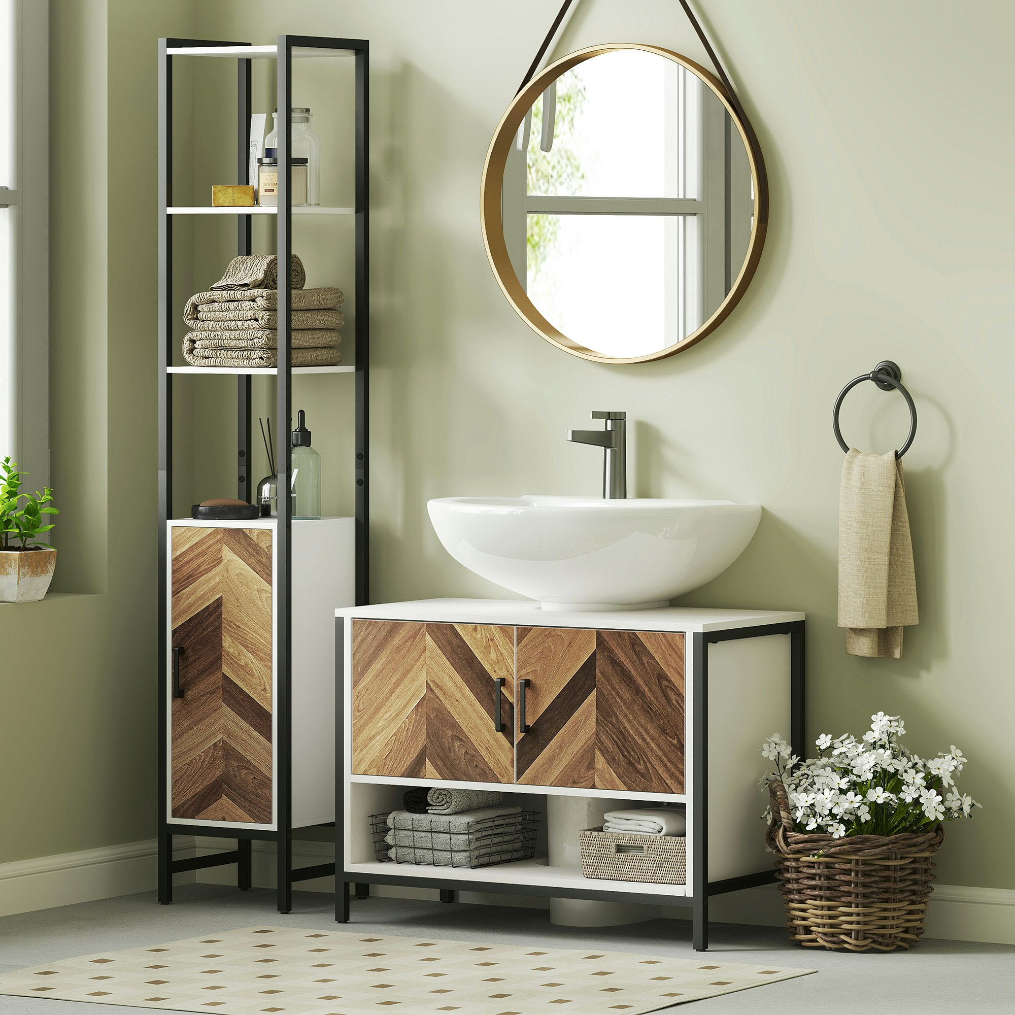 Rackhams Cream Bathroom Under Sink Cabinet For Basin With Or Without Pedestal